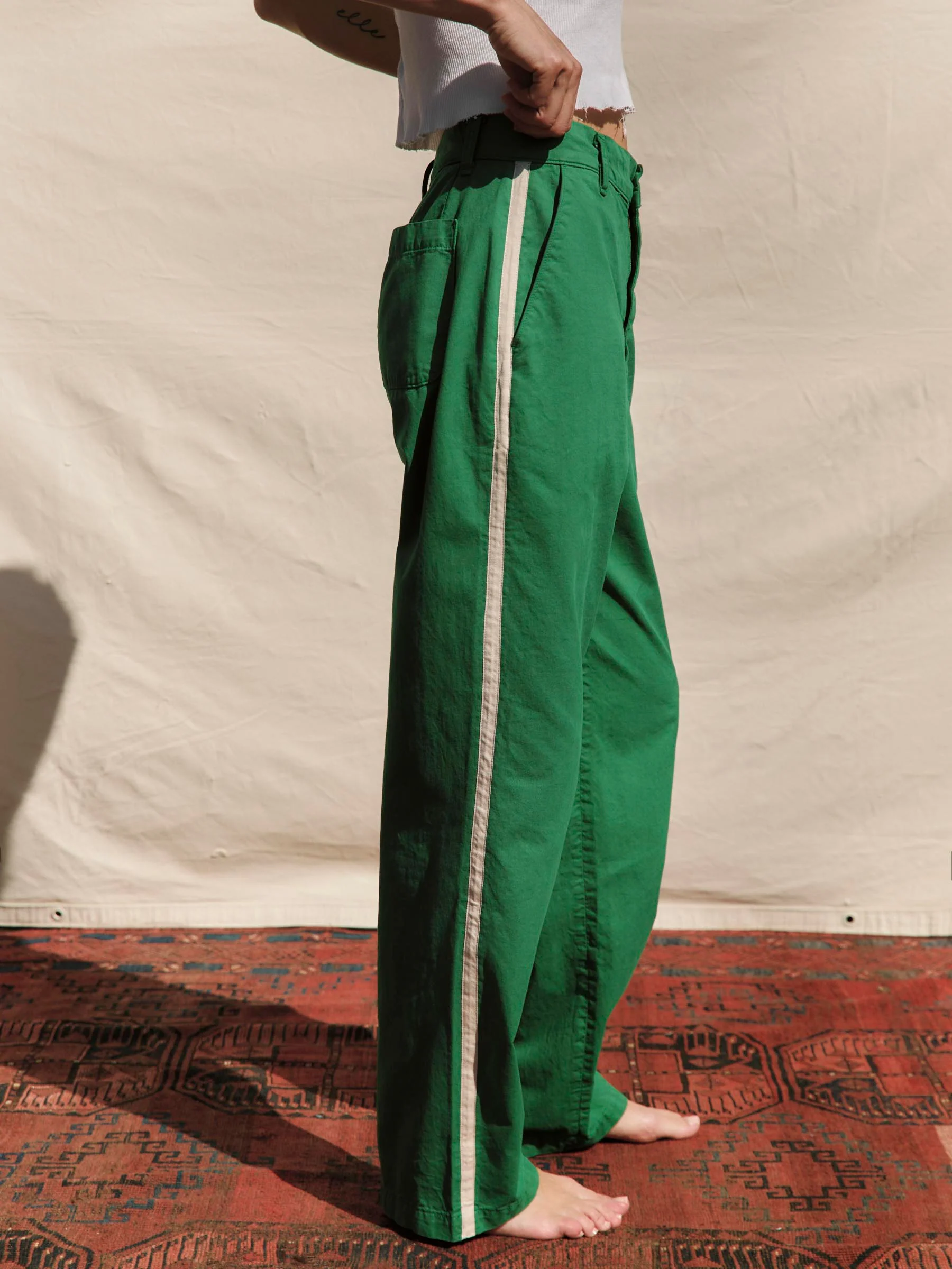baker striped trouser in kelly green - Image 5