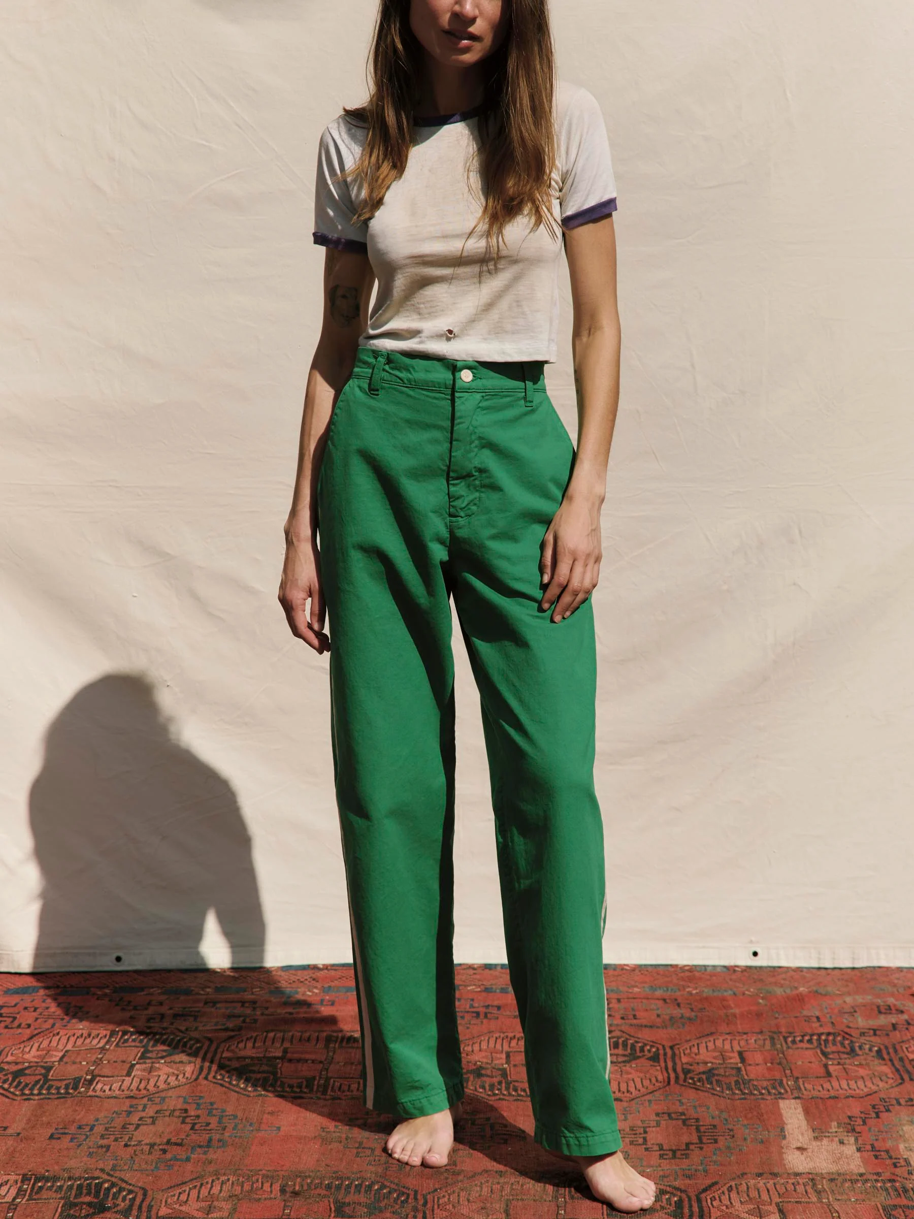 baker striped trouser in kelly green - Image 6