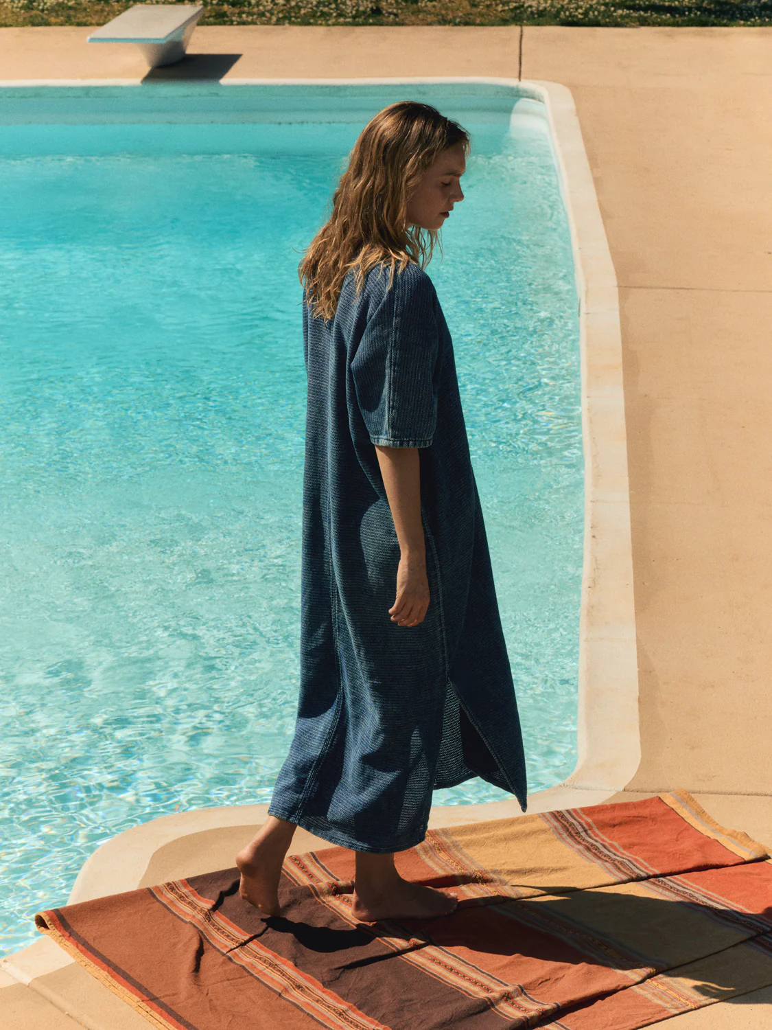 bleached indigo open weave caftan - Image 5