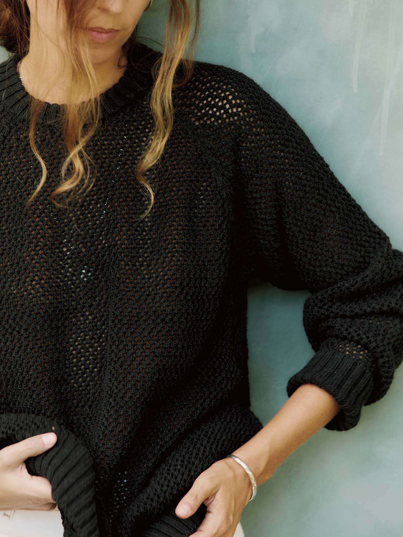 cascabel open weave sweater in black - Image 8