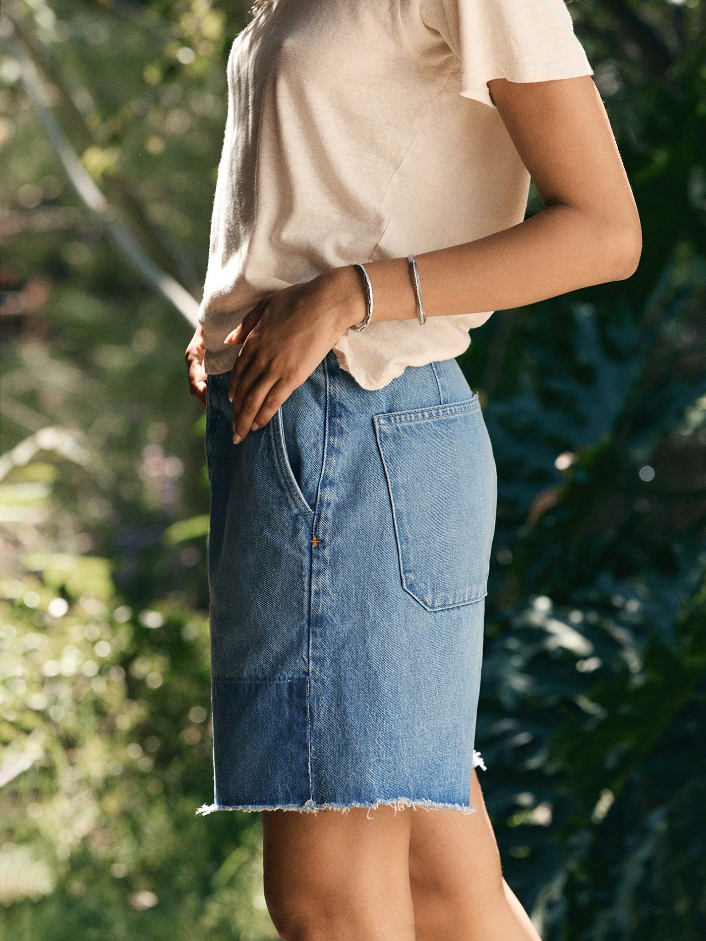 clarke washed denim cutoff short - Image 2