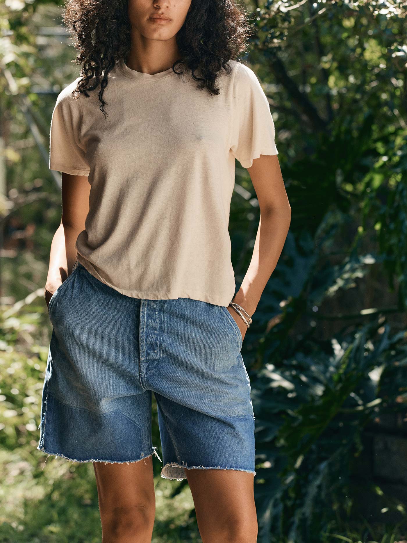 clarke washed denim cutoff short - Image 6