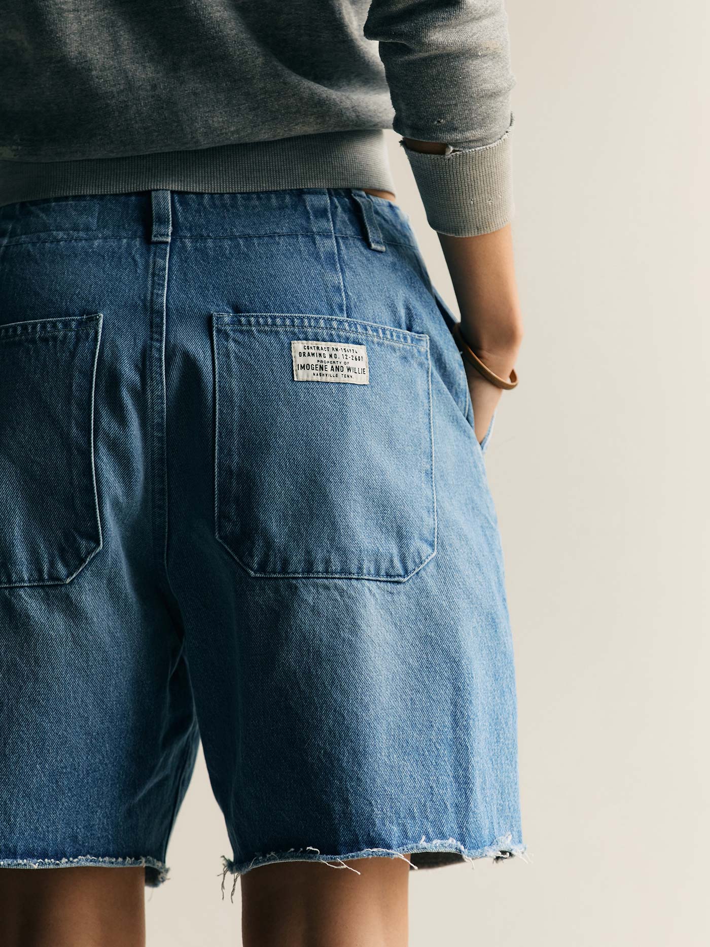 clarke washed denim cutoff short - Image 8