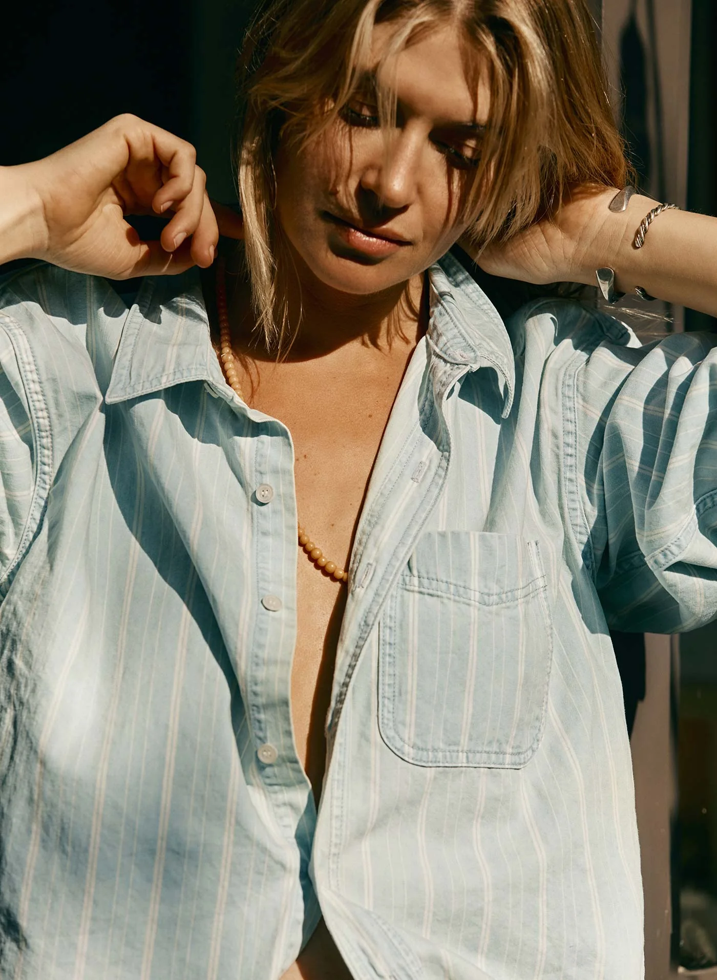 clyde striped denim button up - Image 5