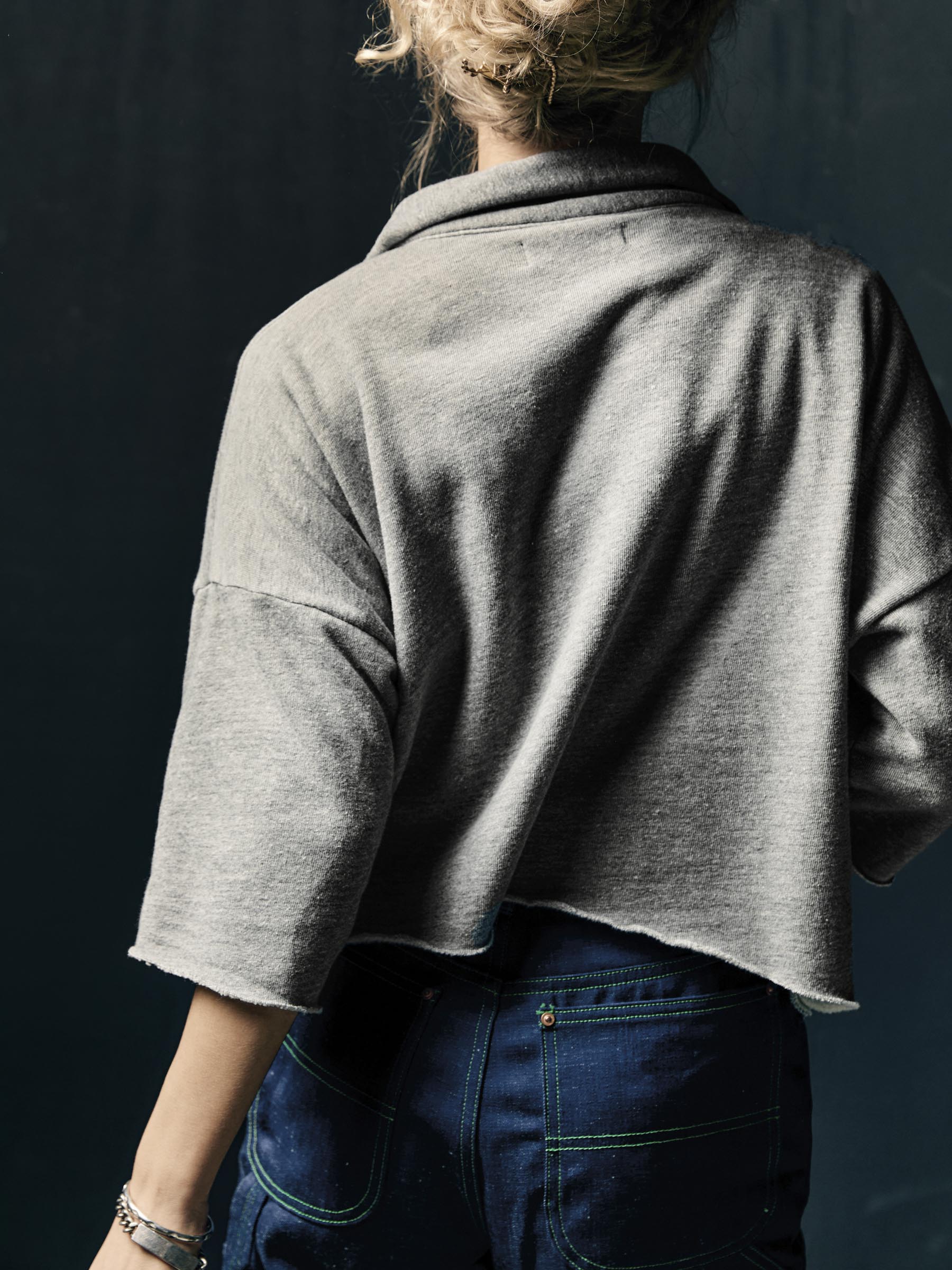 cut sleeve cropped quarter zip - Image 4