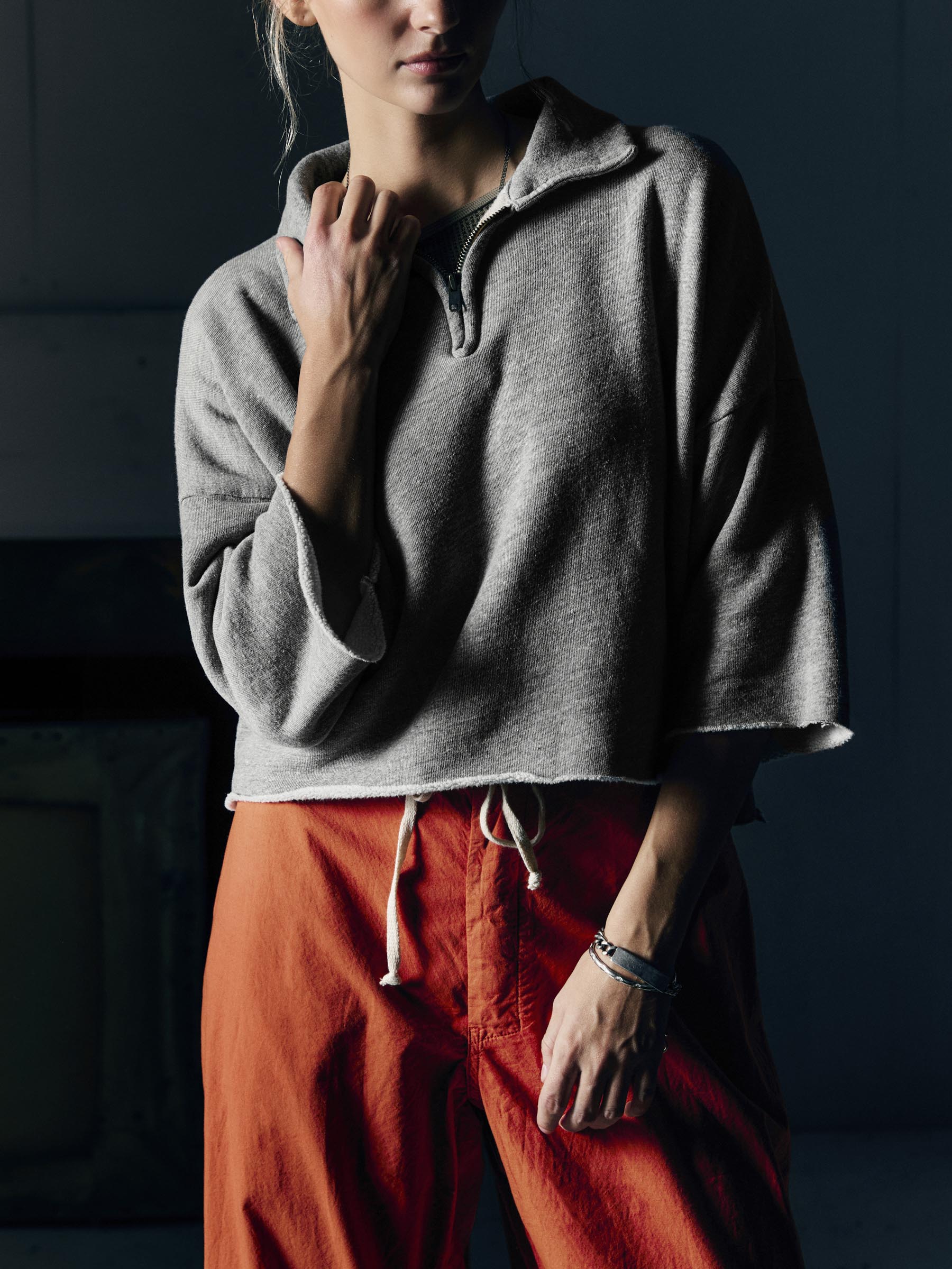 cut sleeve cropped quarter zip - Image 5