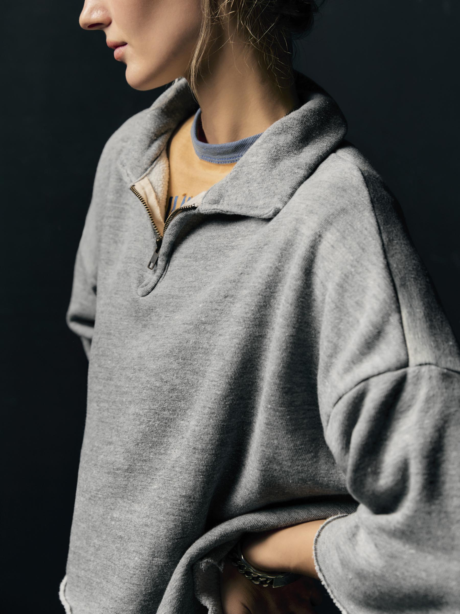cut sleeve cropped quarter zip - Image 6
