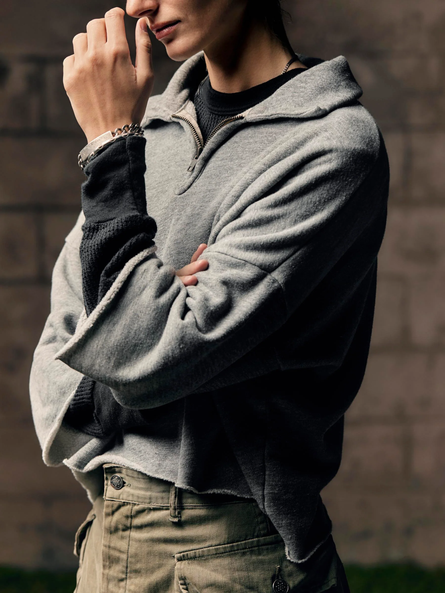 cut sleeve cropped quarter zip - Image 7