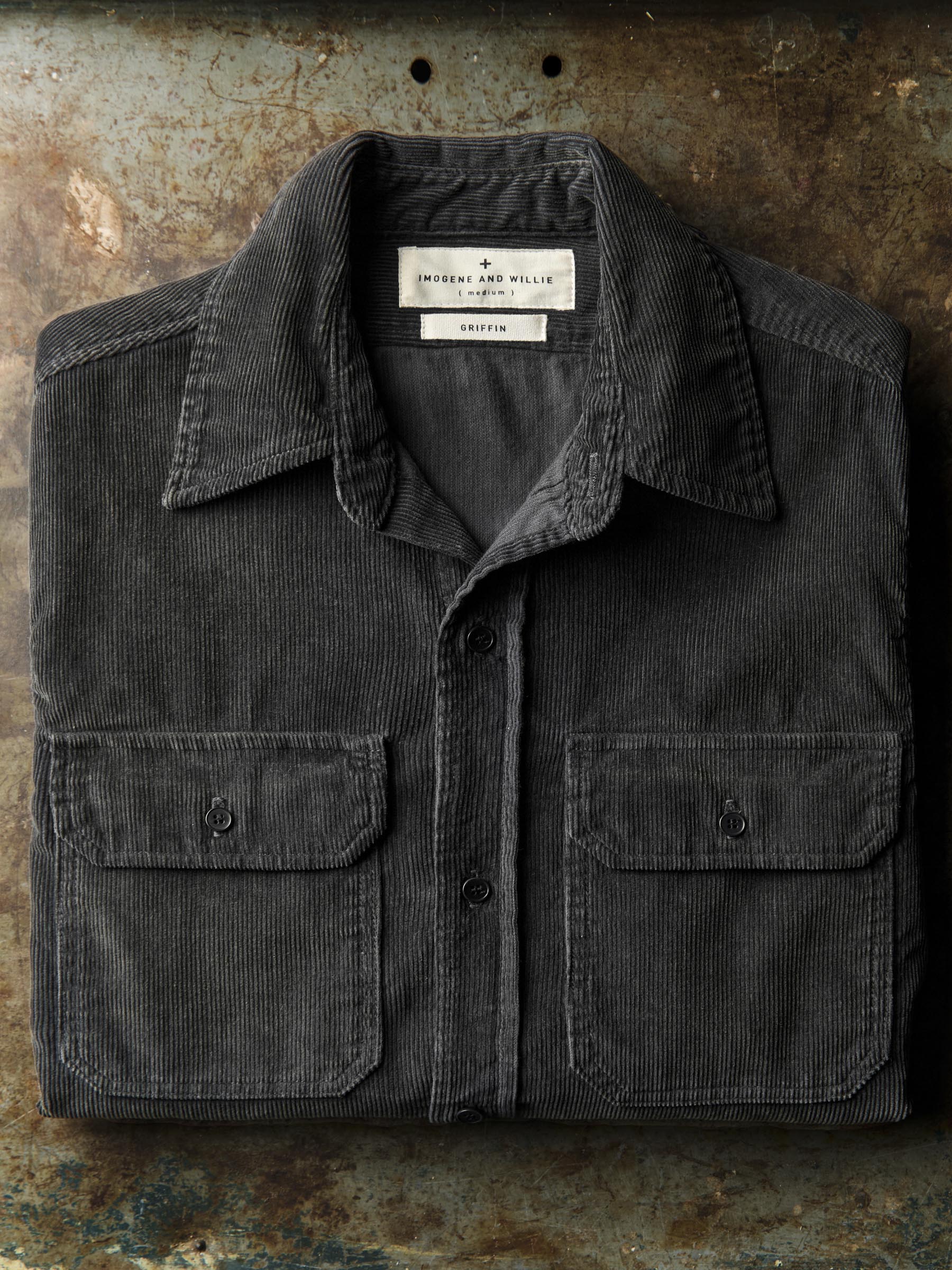 griffin workshirt in faded black cord - Image 8