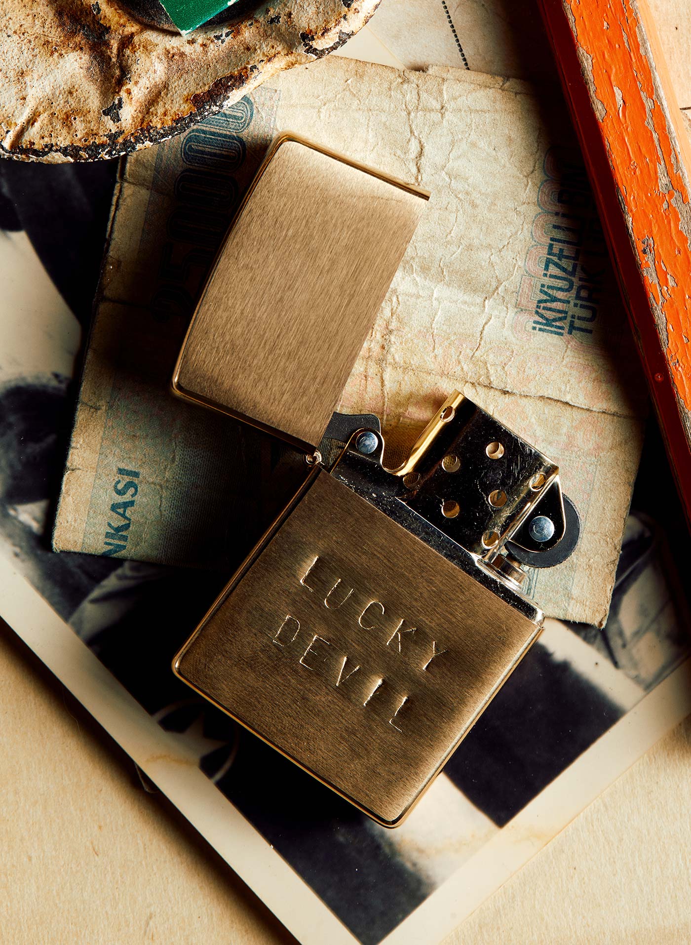 hand stamped "lucky devil" zippo - Image 3