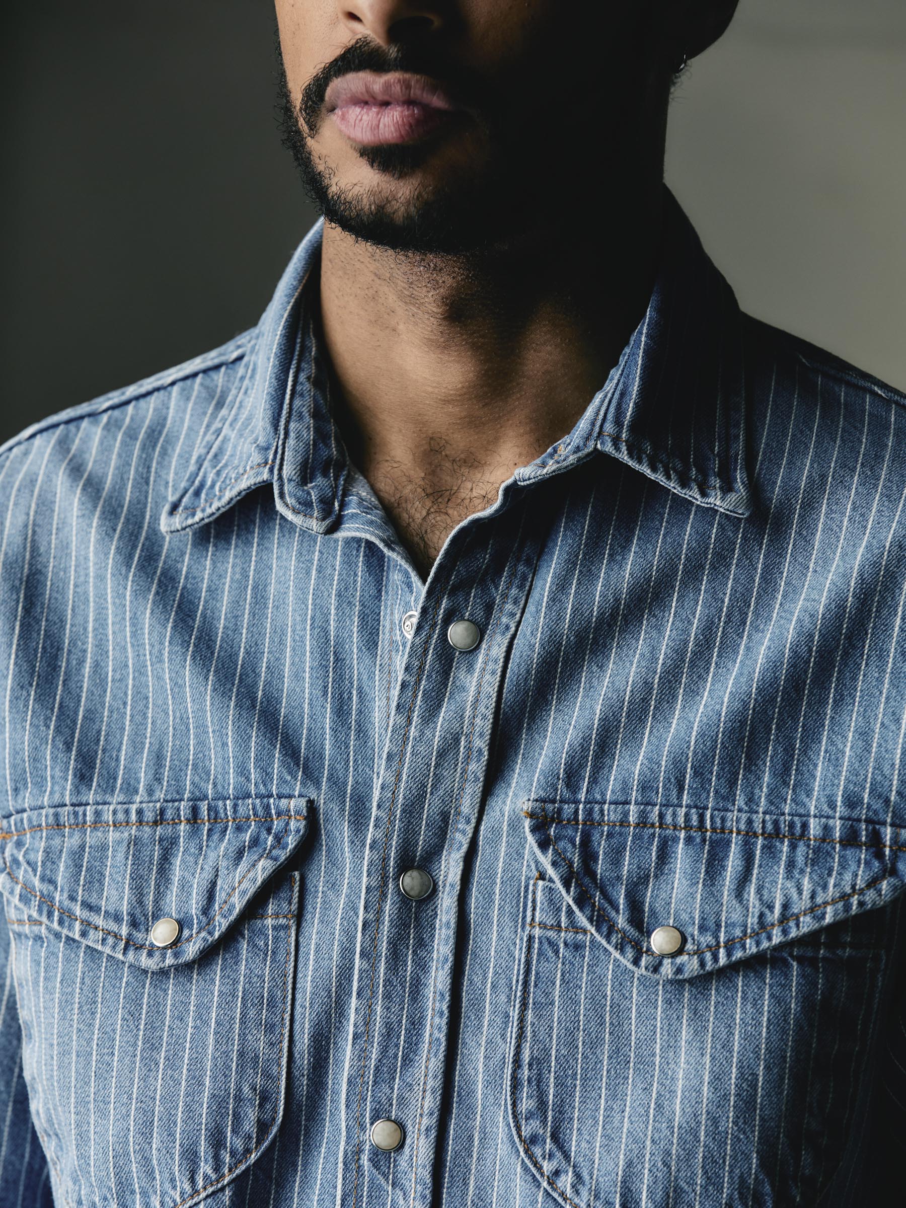 hayes indigo stripe pearl snap - Image 10