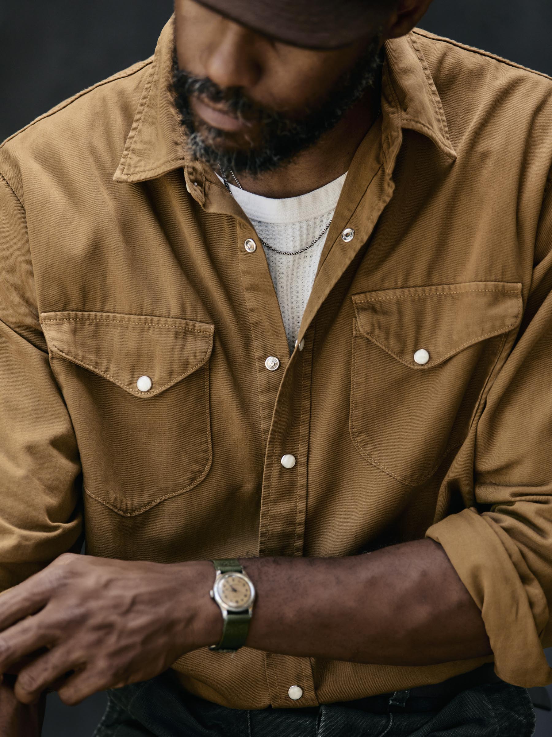 hayes pearl snap in whisper twill - Image 7