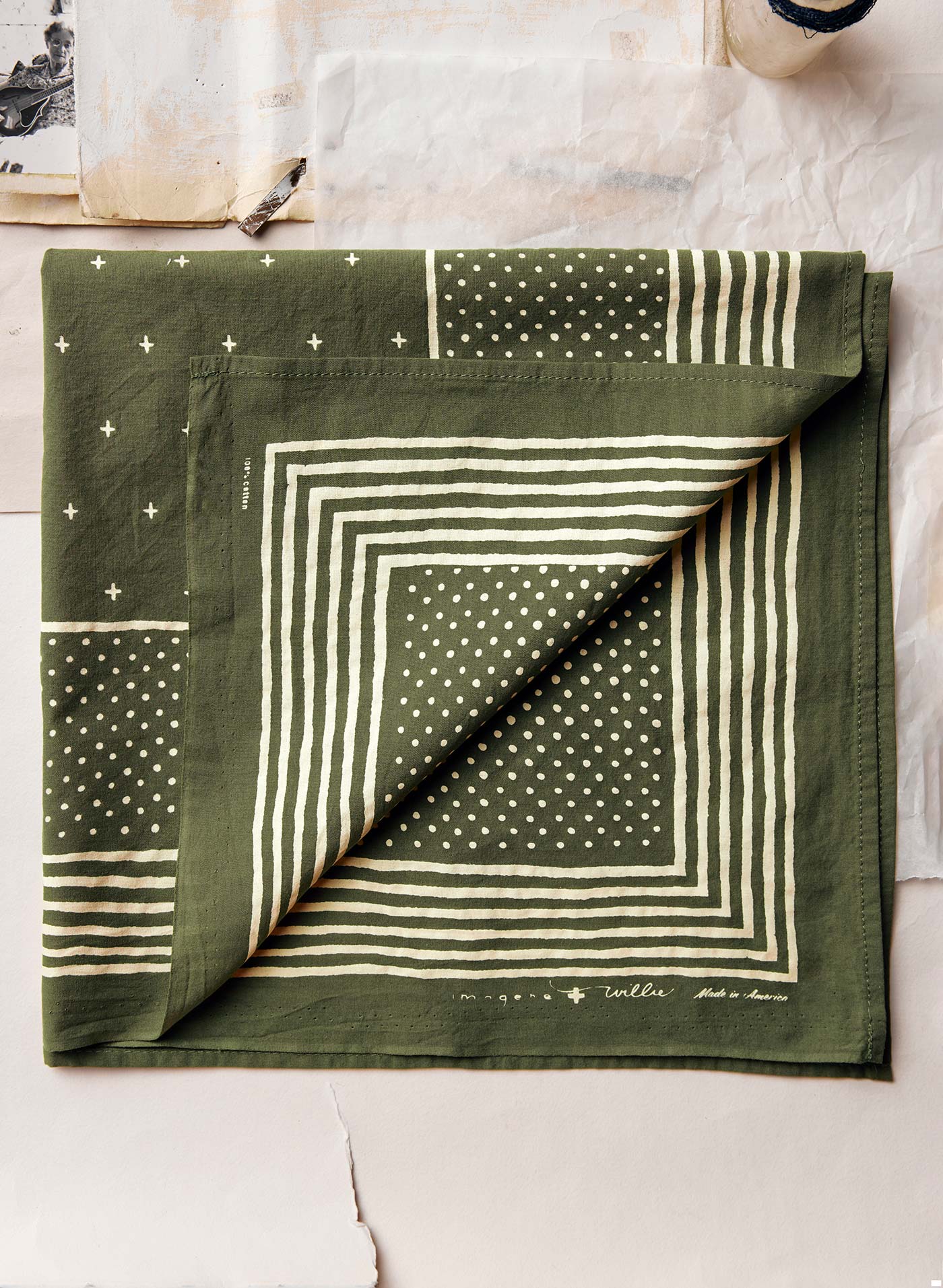 i+w vintage olive bandana v2 - Image 4