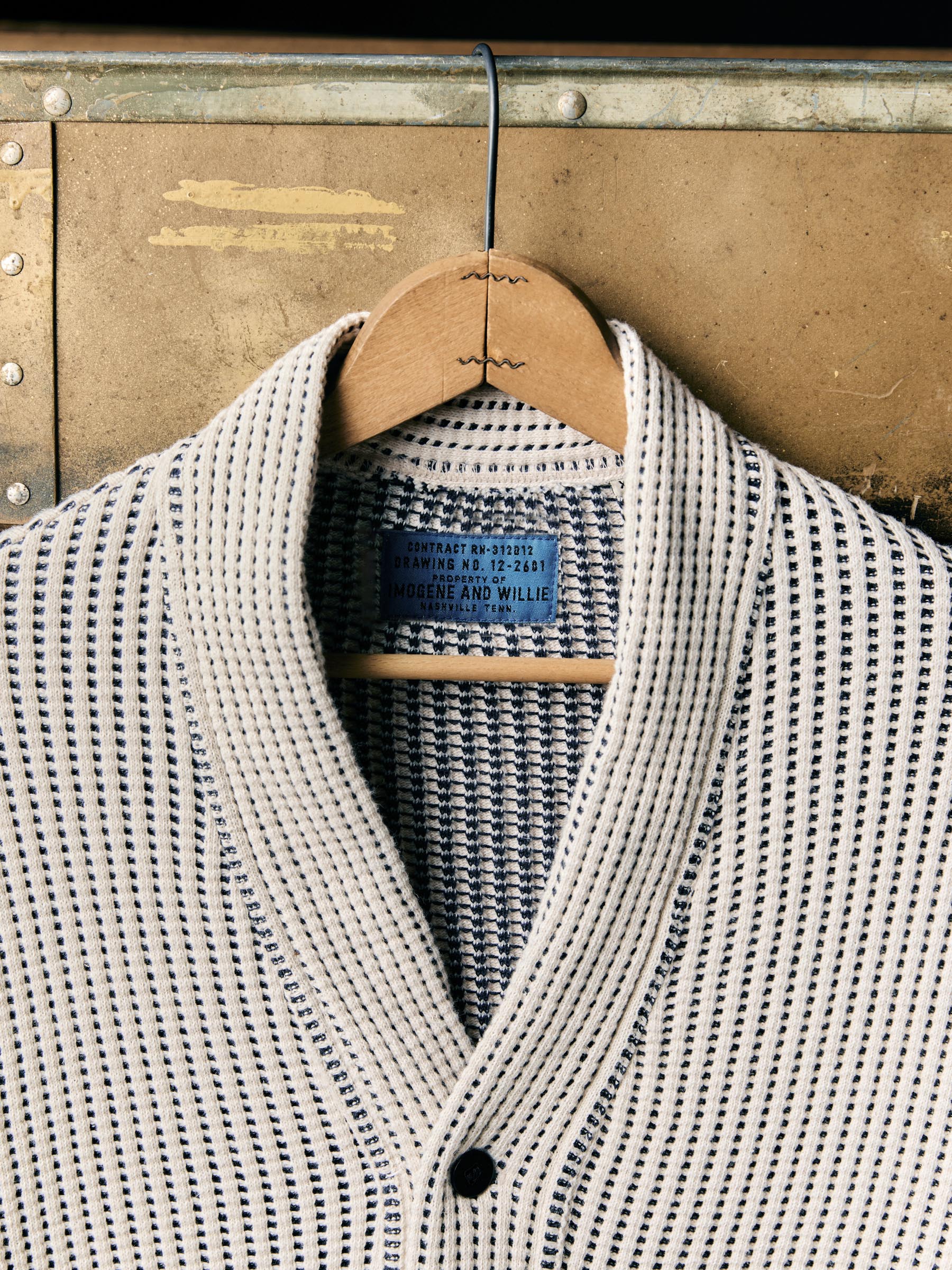 knit waffle cardigan in natural - Image 2