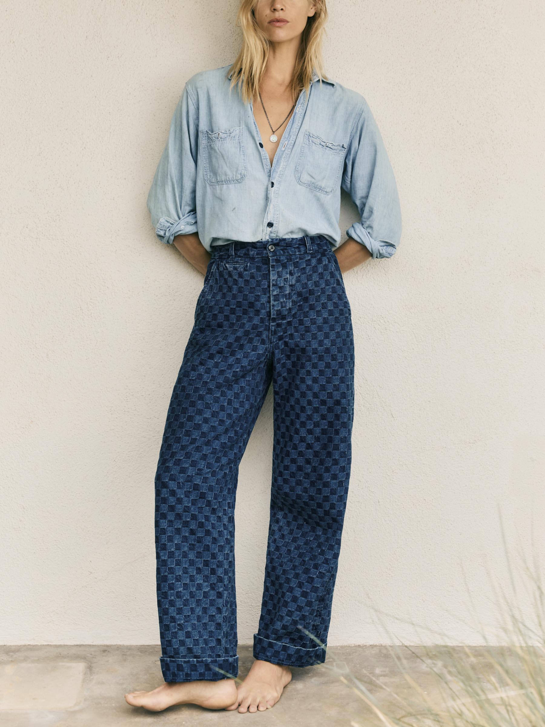 logan washed indigo check - Image 3