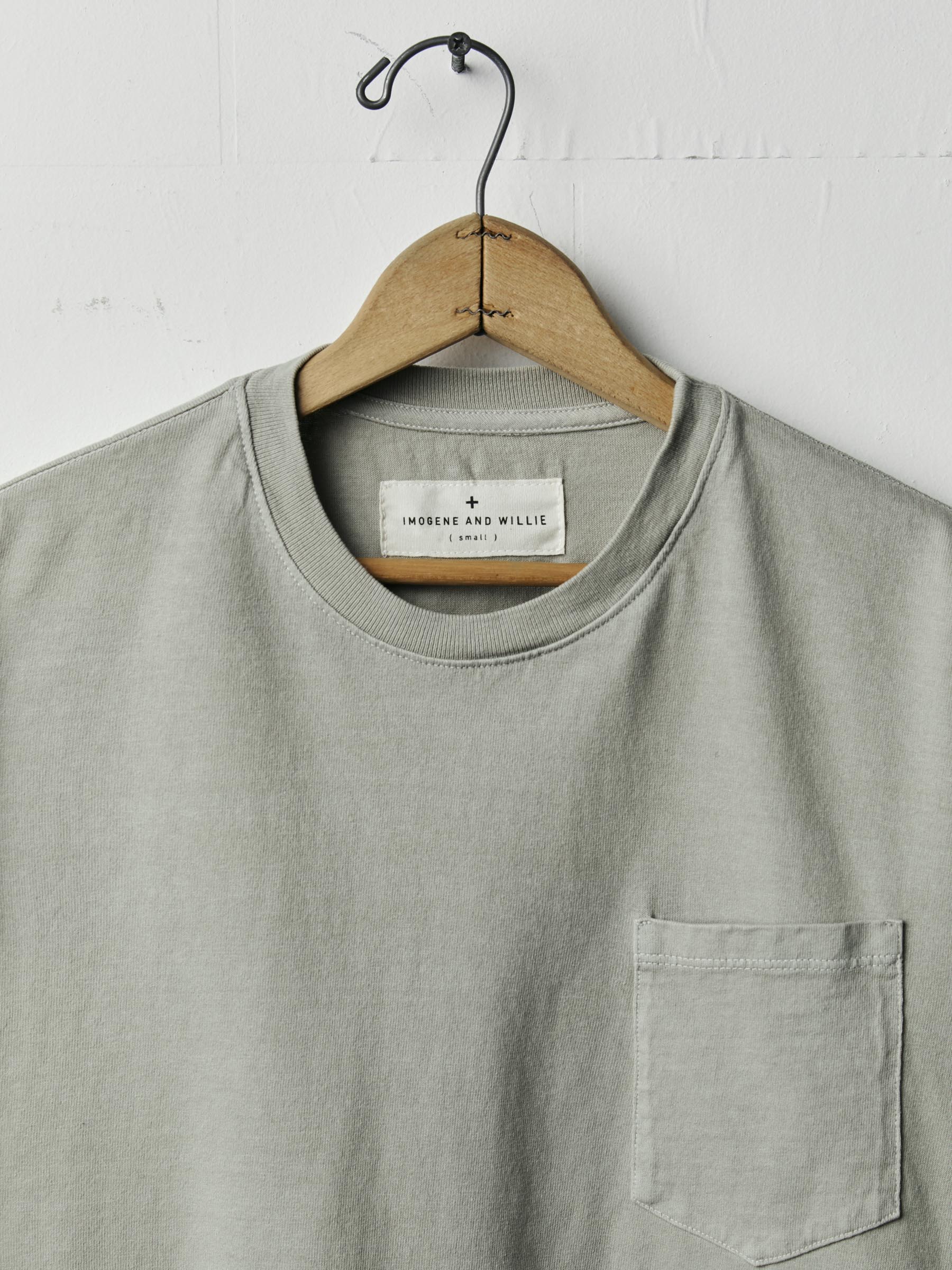 long sleeve pocket tee in stone - Image 2