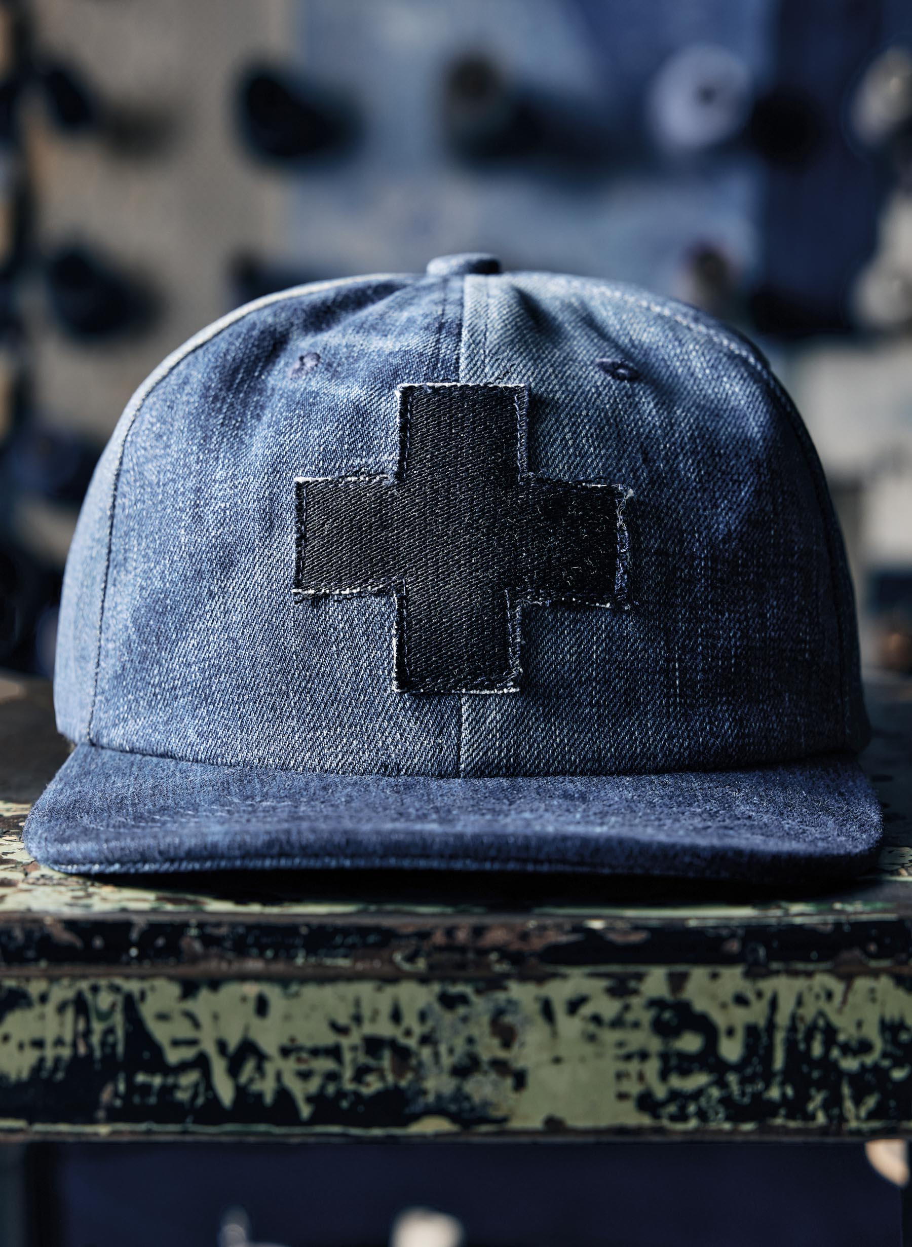 love fades recycled denim "plus" cap