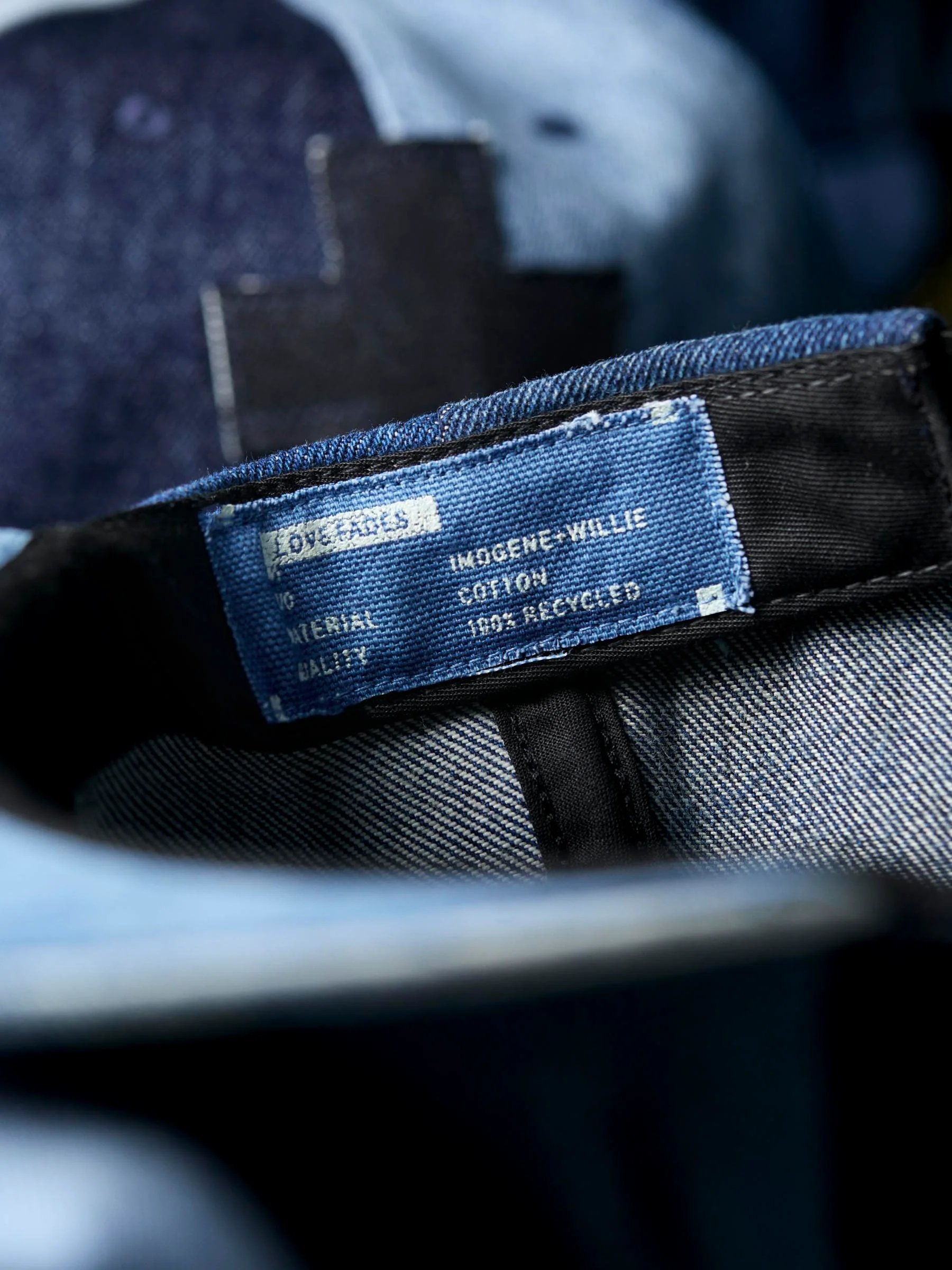 love fades recycled denim "plus" cap - Image 6