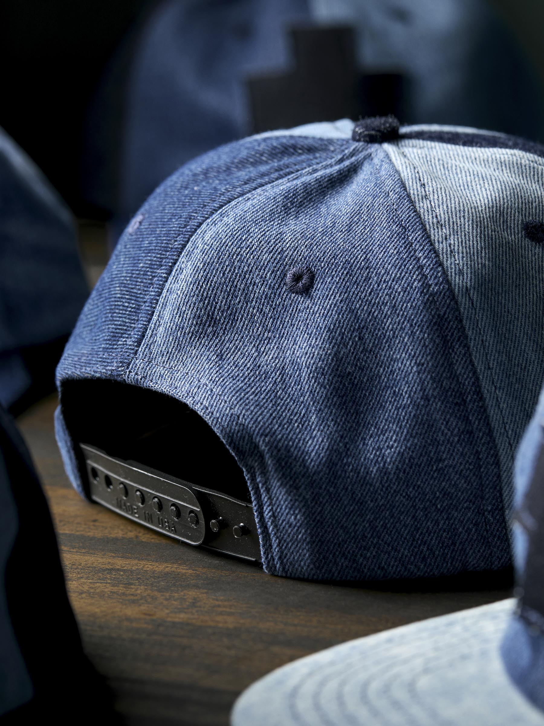 love fades recycled denim "plus" cap - Image 8