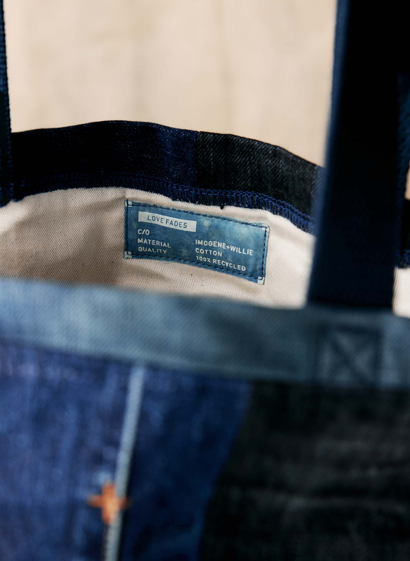 love fades recycled denim tote - Image 10