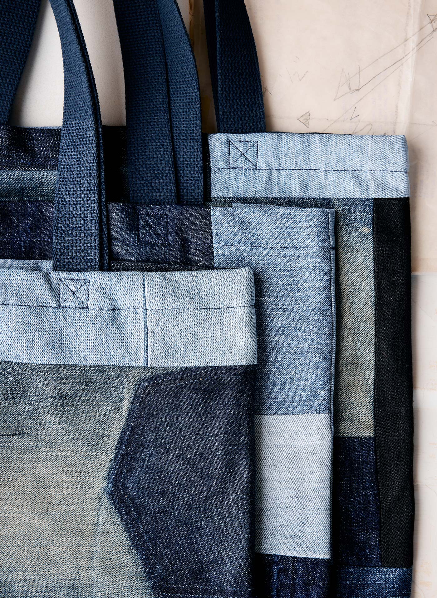 love fades recycled denim tote - Image 6
