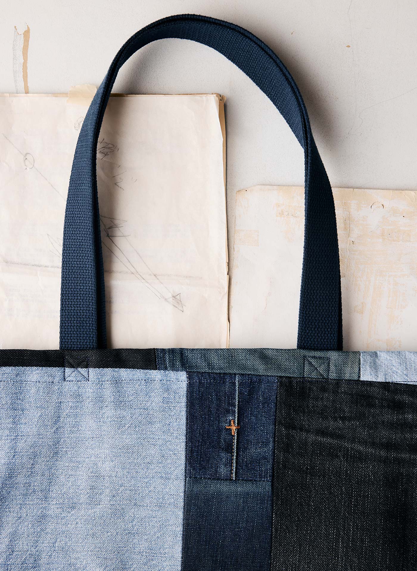 love fades recycled denim tote - Image 7
