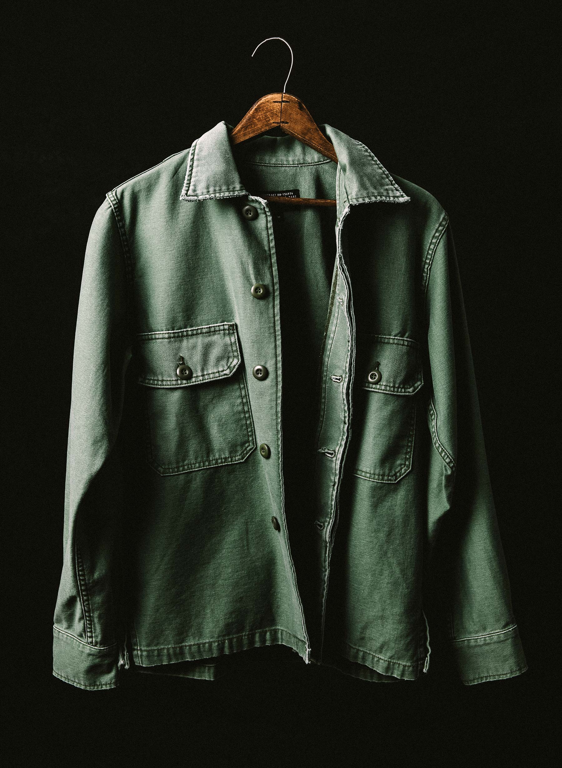 military shirt jacket in fatigue green - Image 7