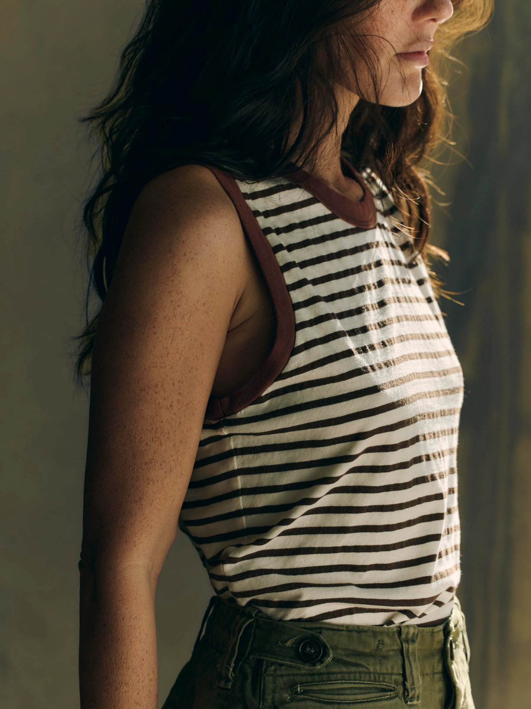 muscle tank in brown stripe - Image 8