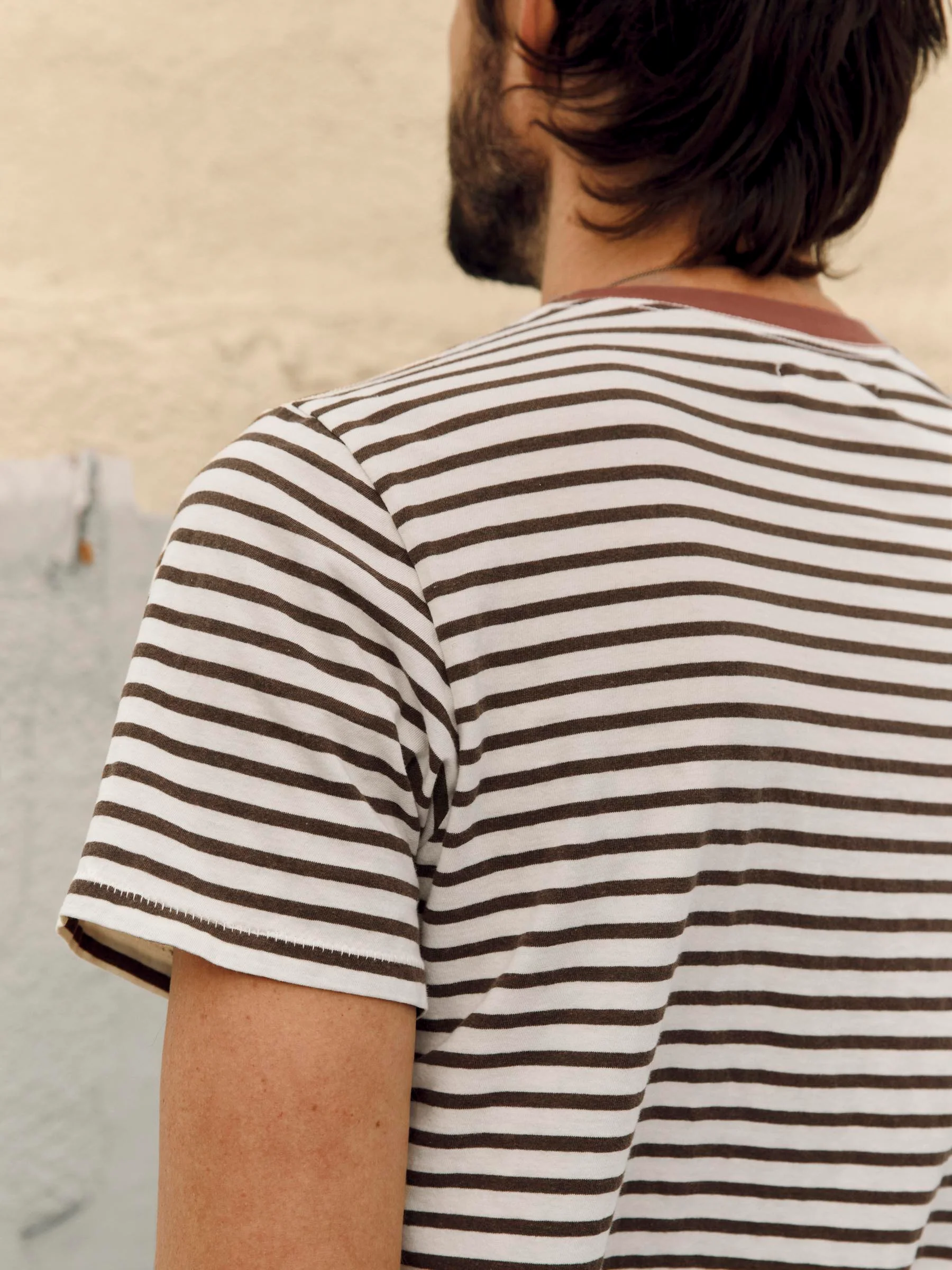 novel knit crew in brown stripe - Image 6