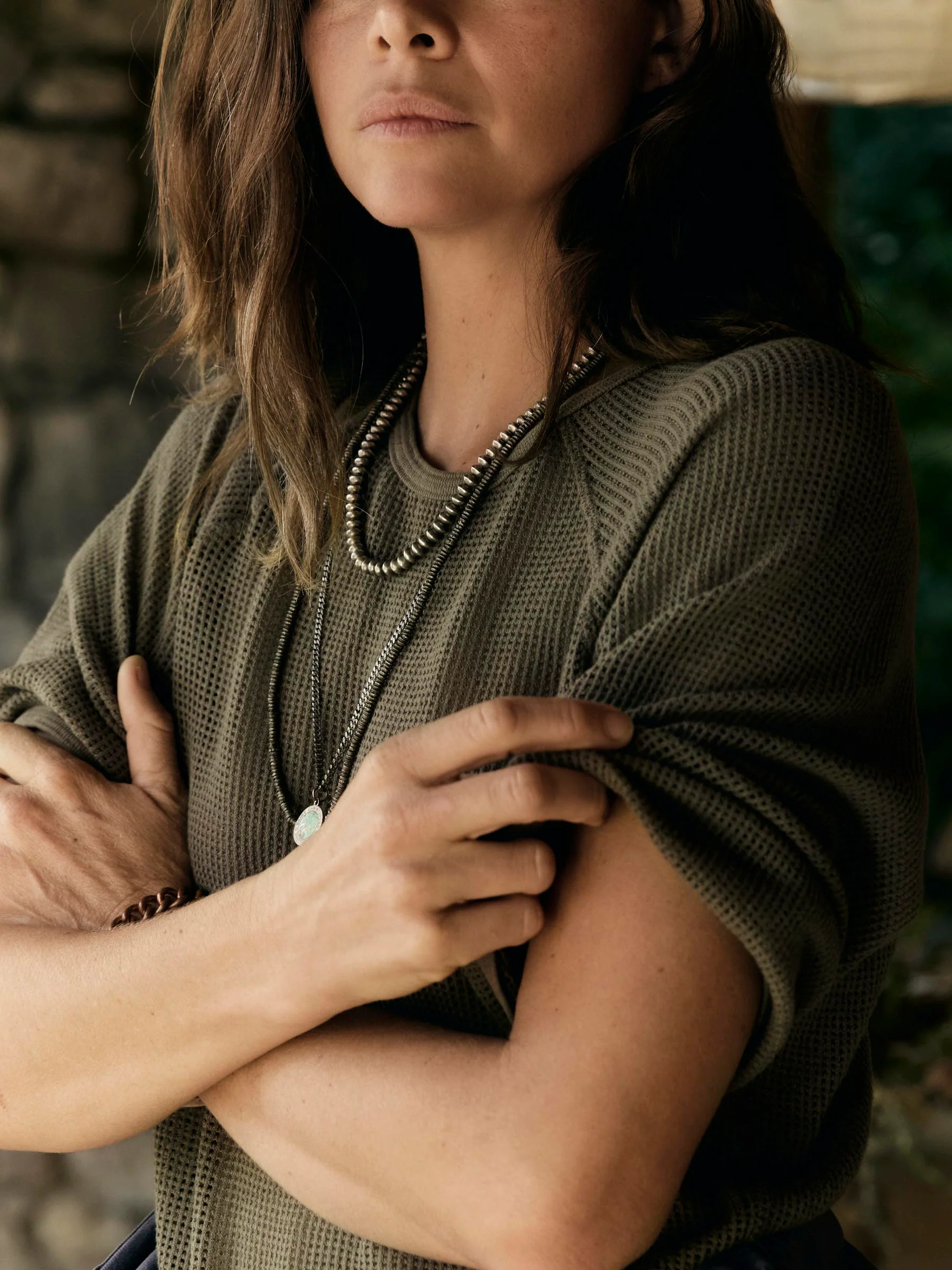 open weave raglan tee in olive - Image 6