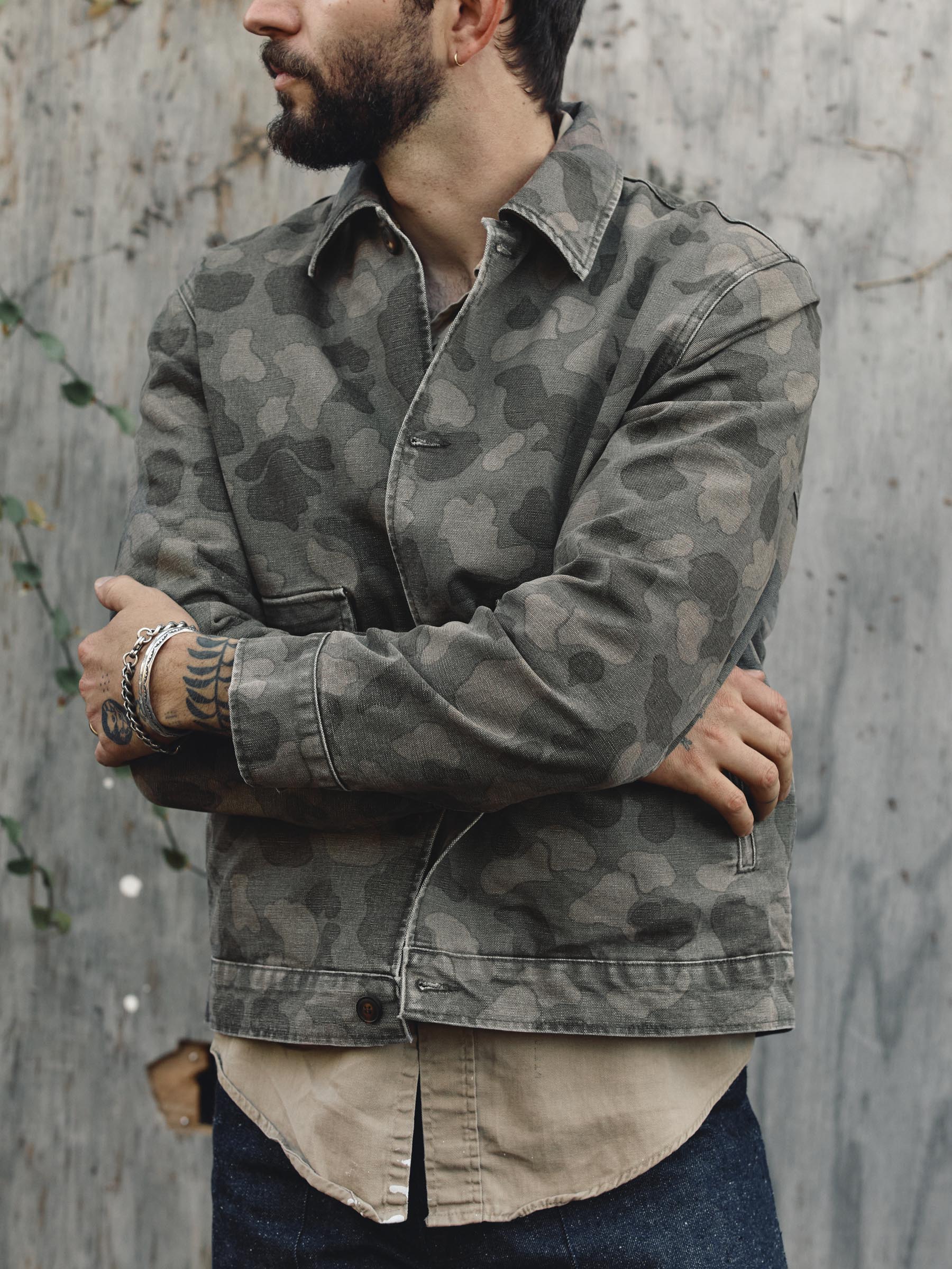 quilt lined canvas chore coat in camo - Image 4