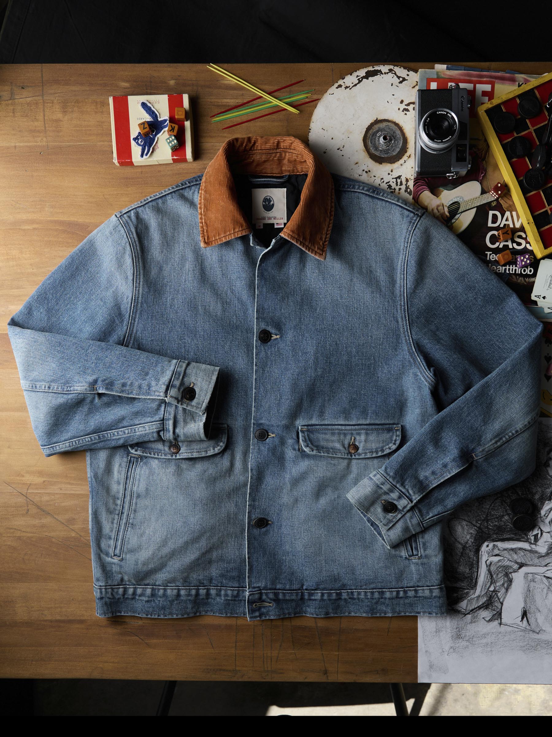 quilt lined washed denim chore coat - Image 3