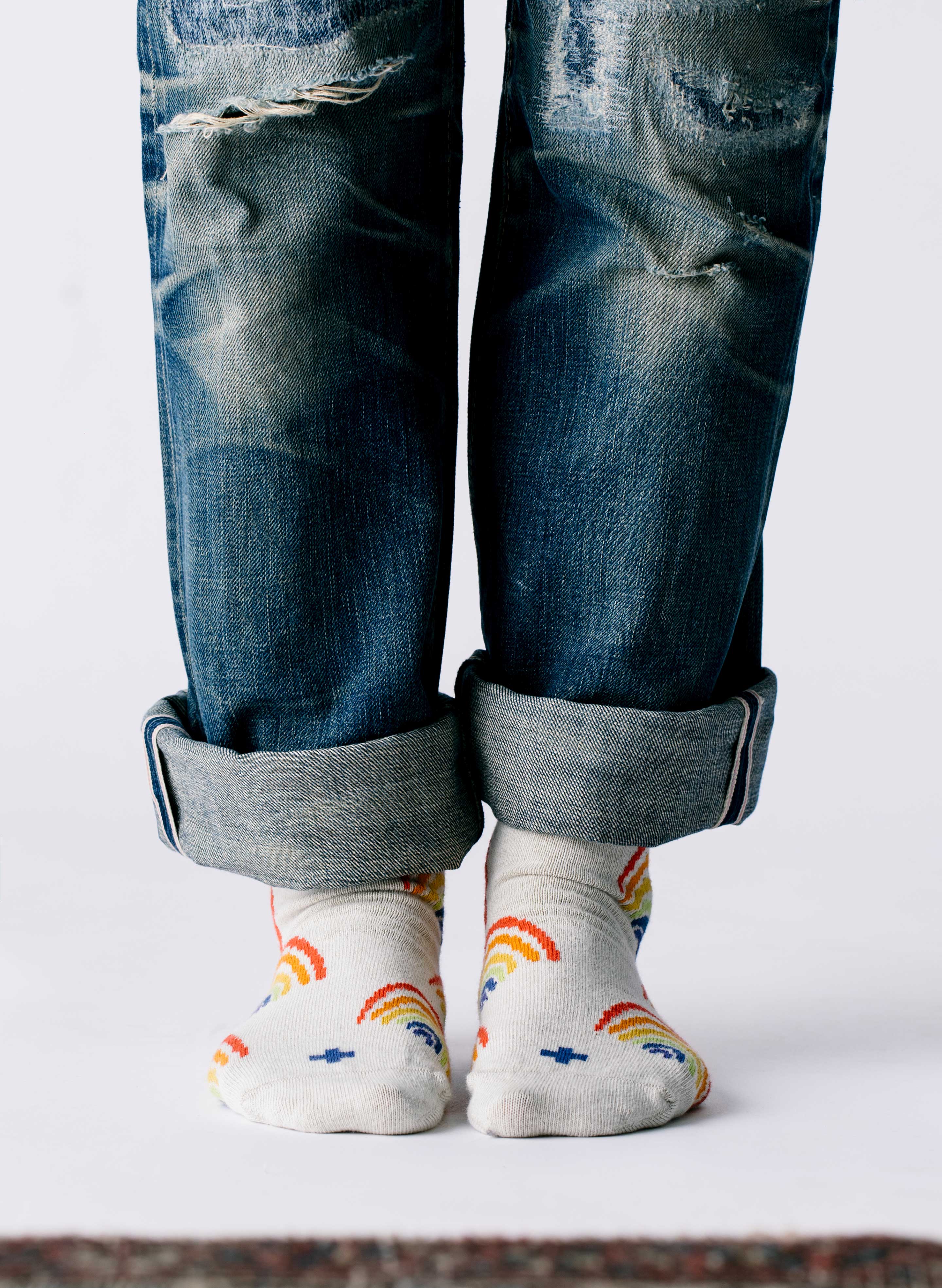 rainbow sock in natural - Image 3