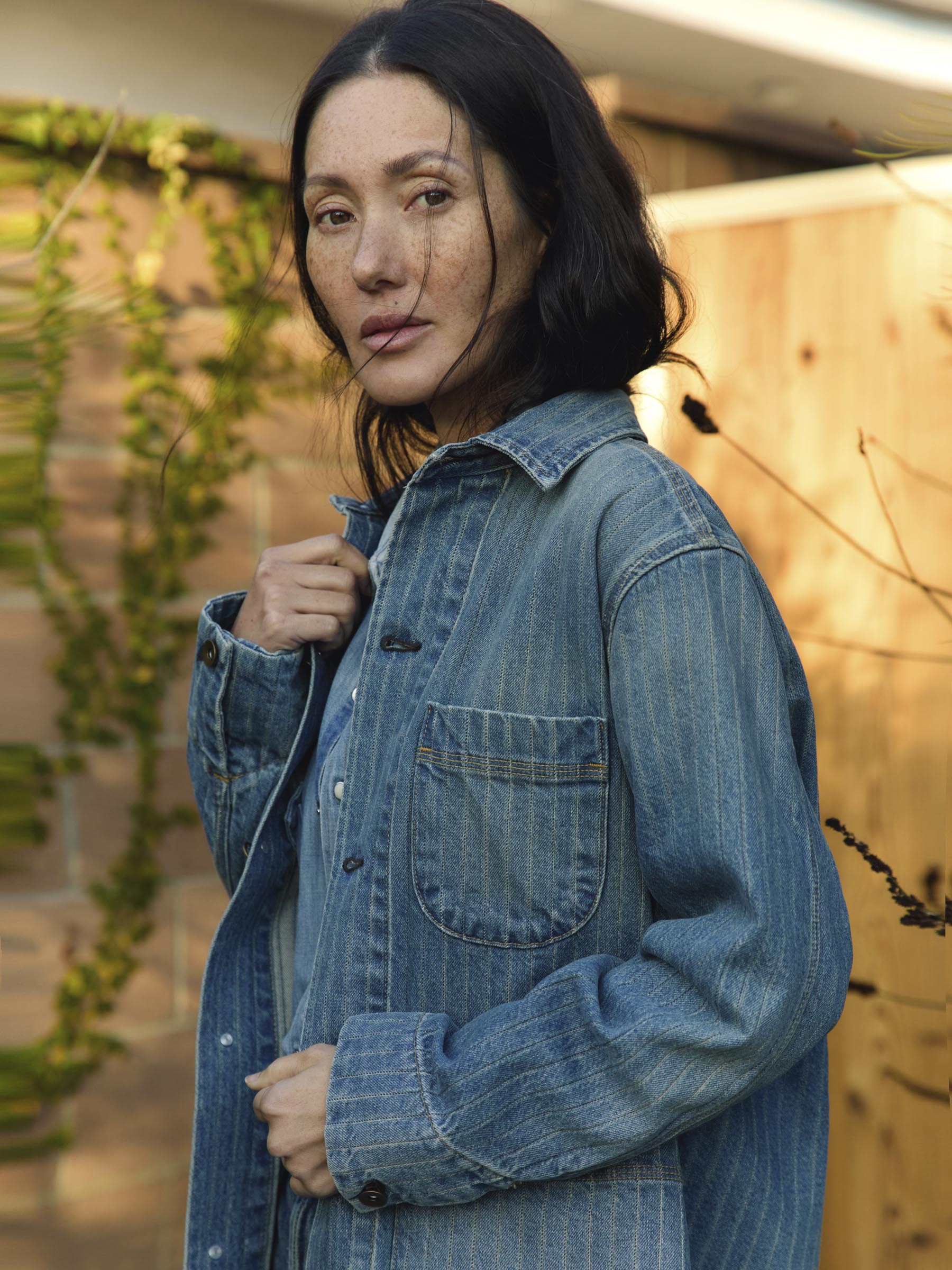 ranch jacket in washed indigo stripe - Image 6