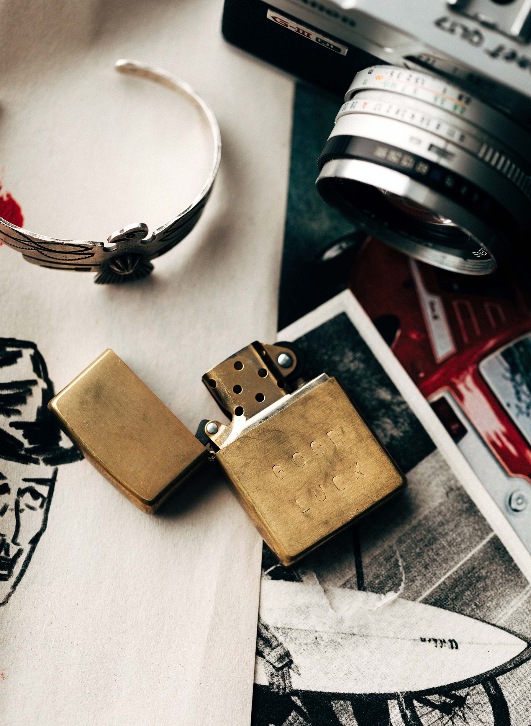 hand stamped "good luck" zippo - Image 5