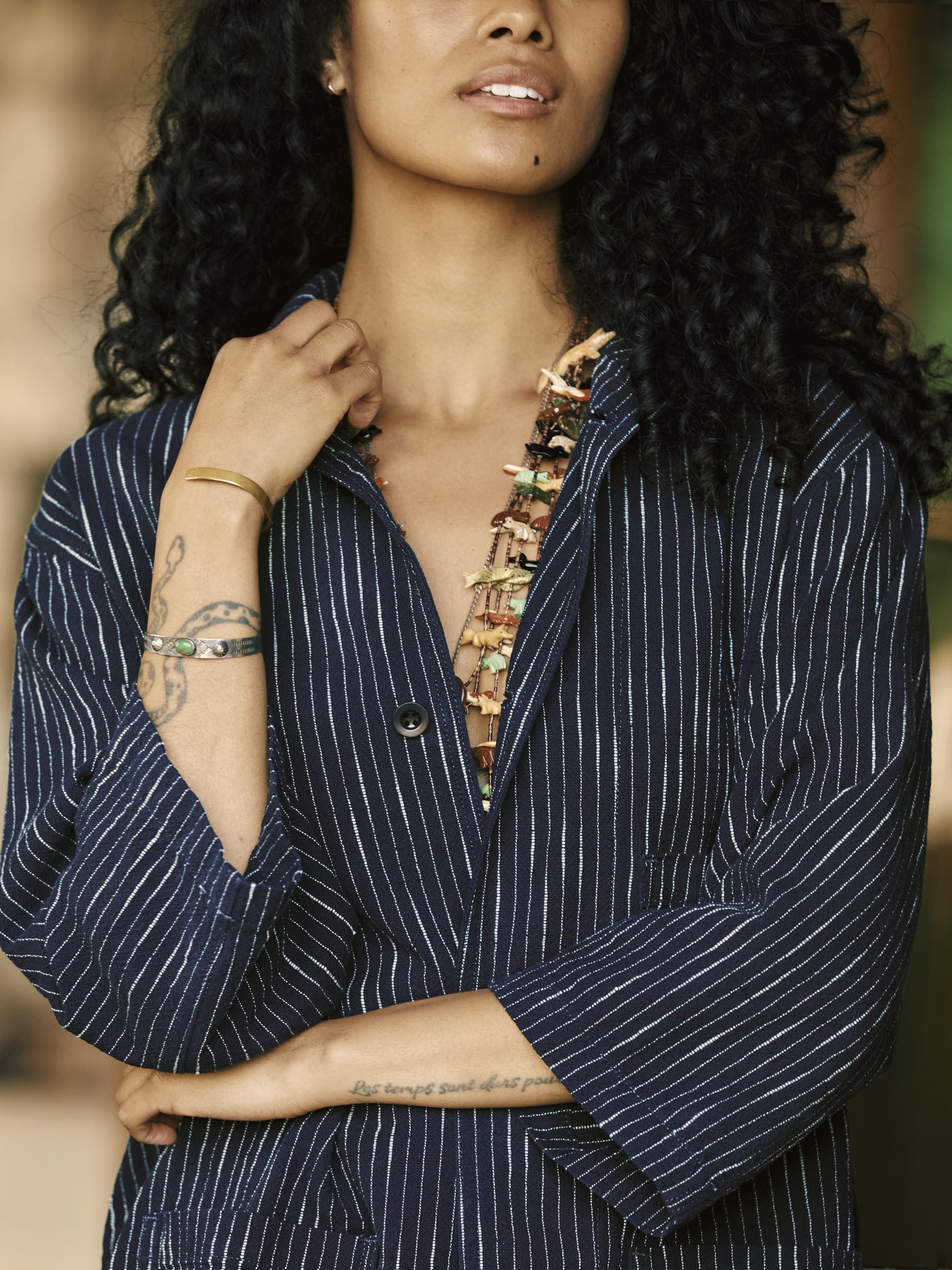 striped indigo studio jacket - Image 3