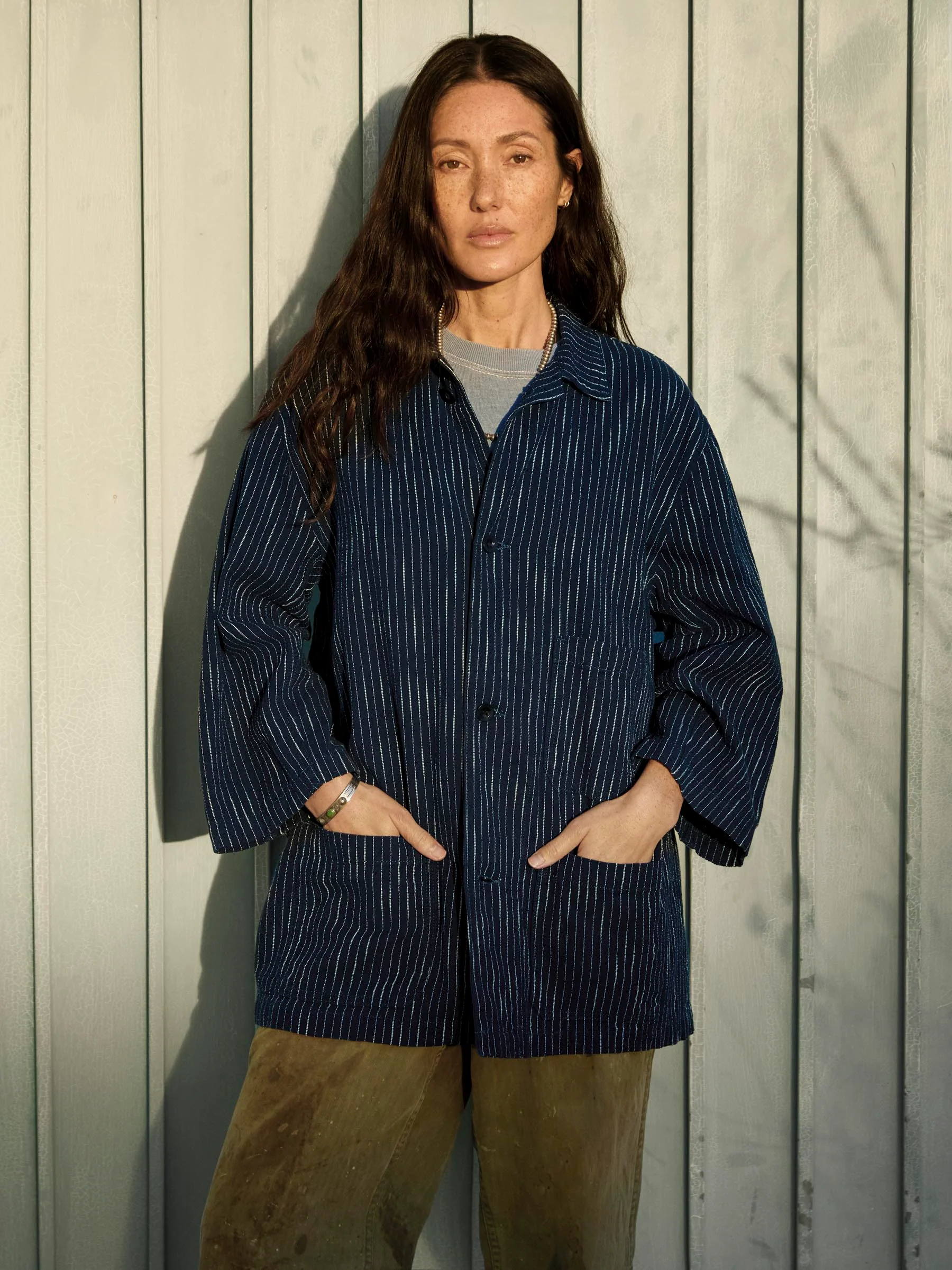 striped indigo studio jacket - Image 7