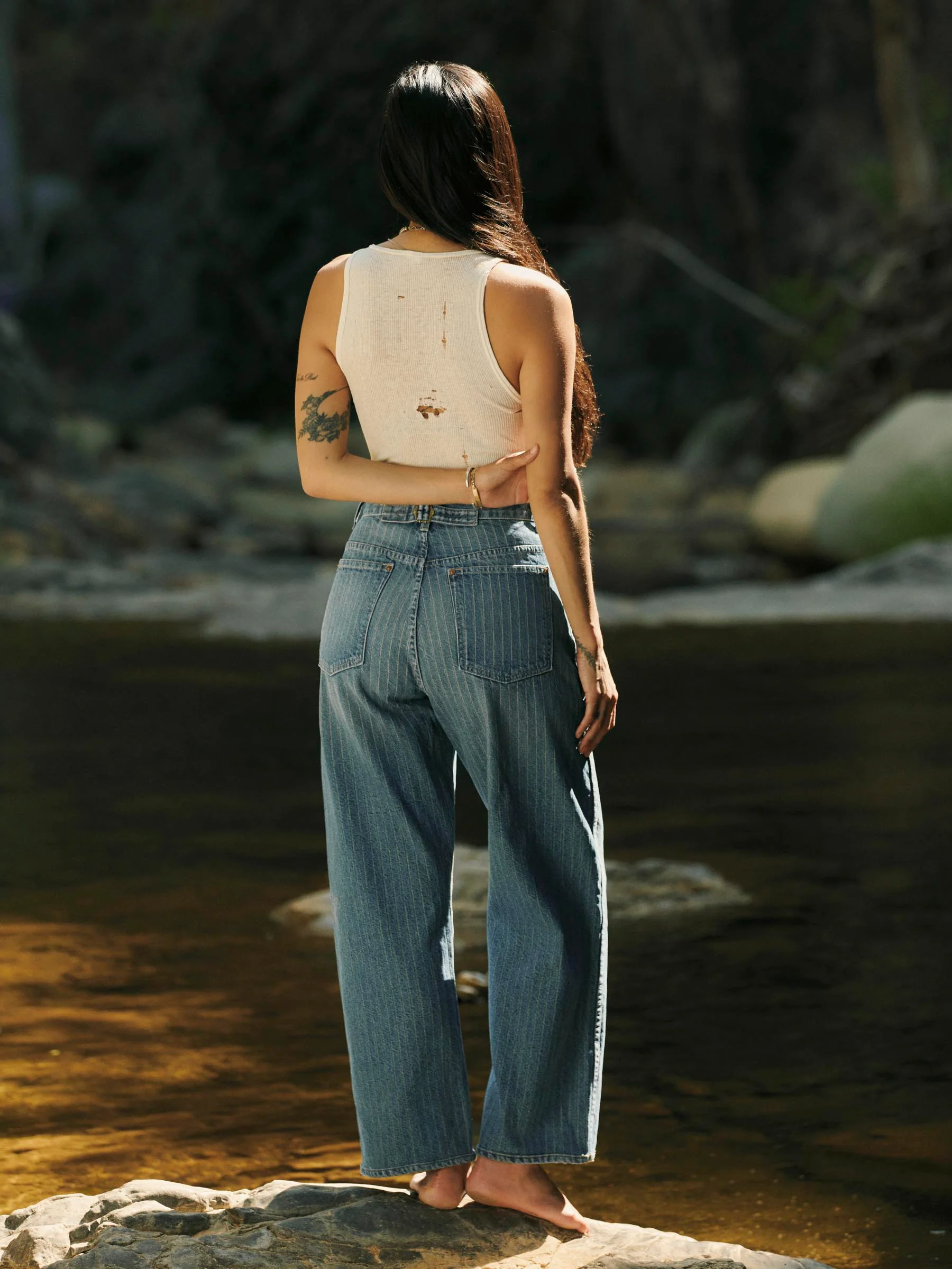 buckleback jean in washed indigo stripe - Image 7