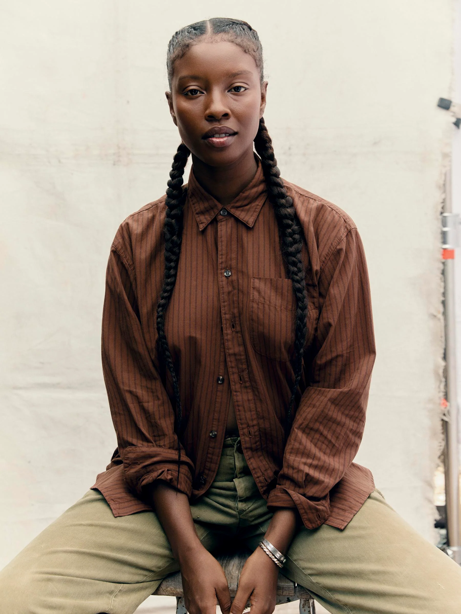 clyde brown striped cotton button up - Image 3