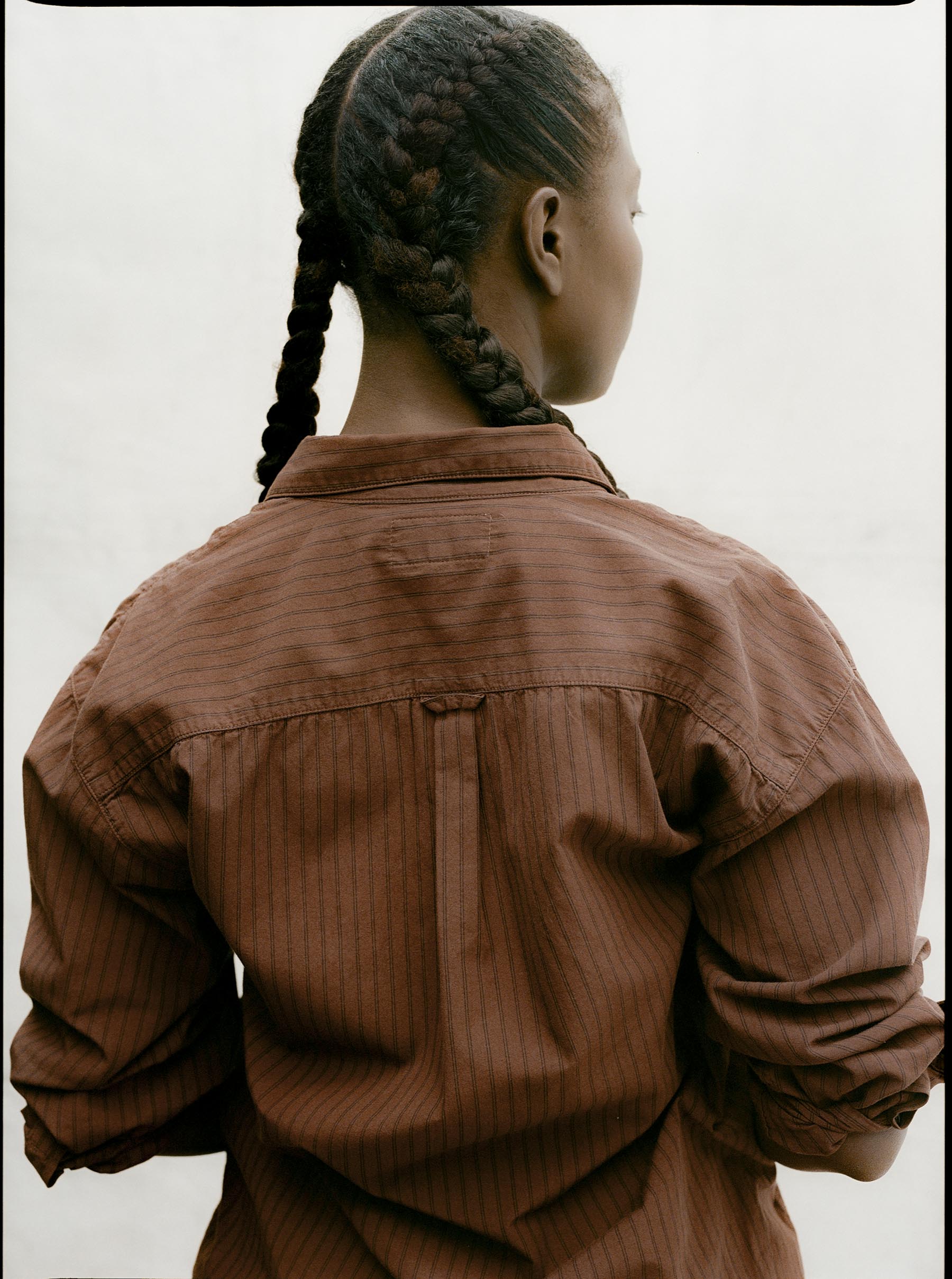 clyde brown striped cotton button up - Image 4