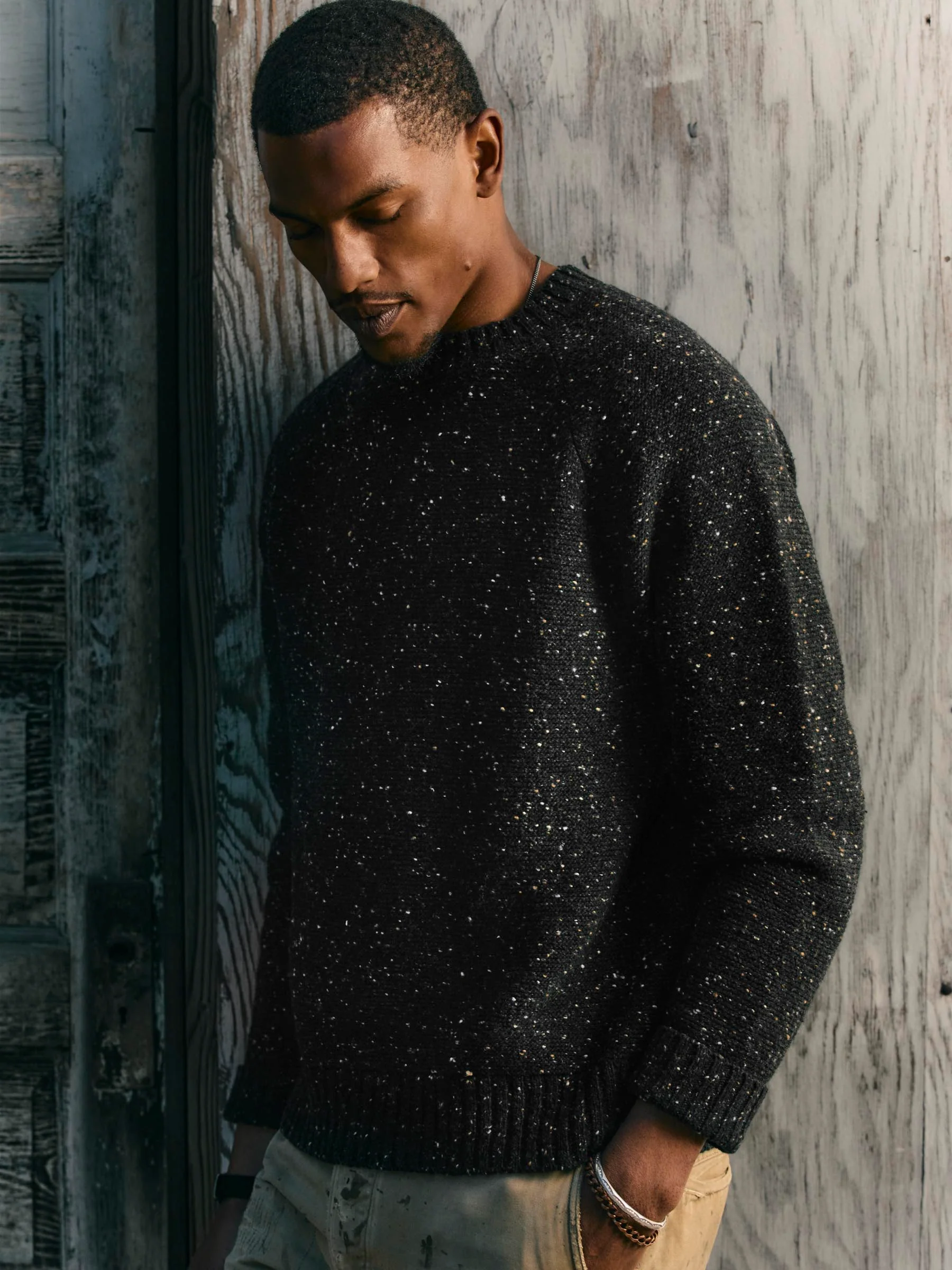 galway wool sweater in black nep - Image 4