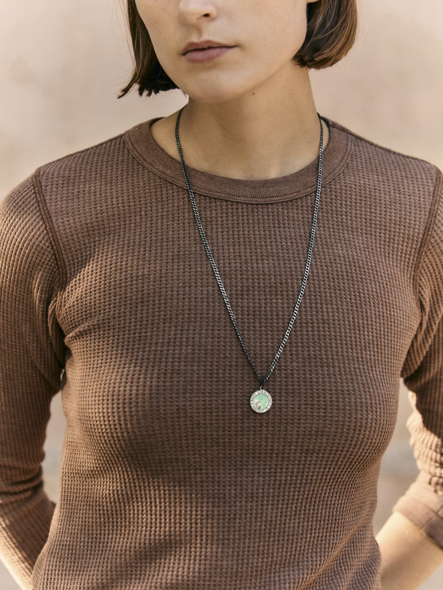 long sleeve waffle thermal in brown - Image 3