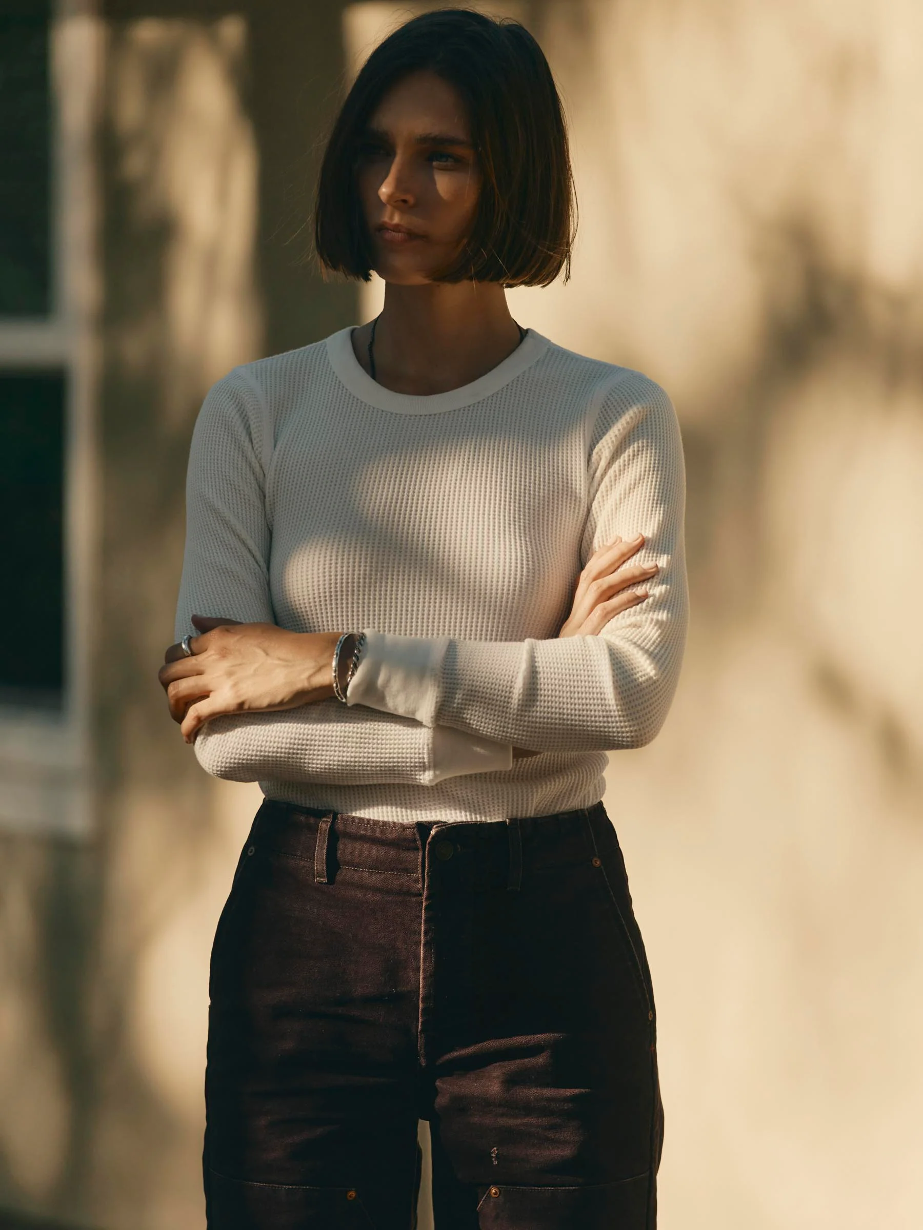 long sleeve waffle thermal in white - Image 7