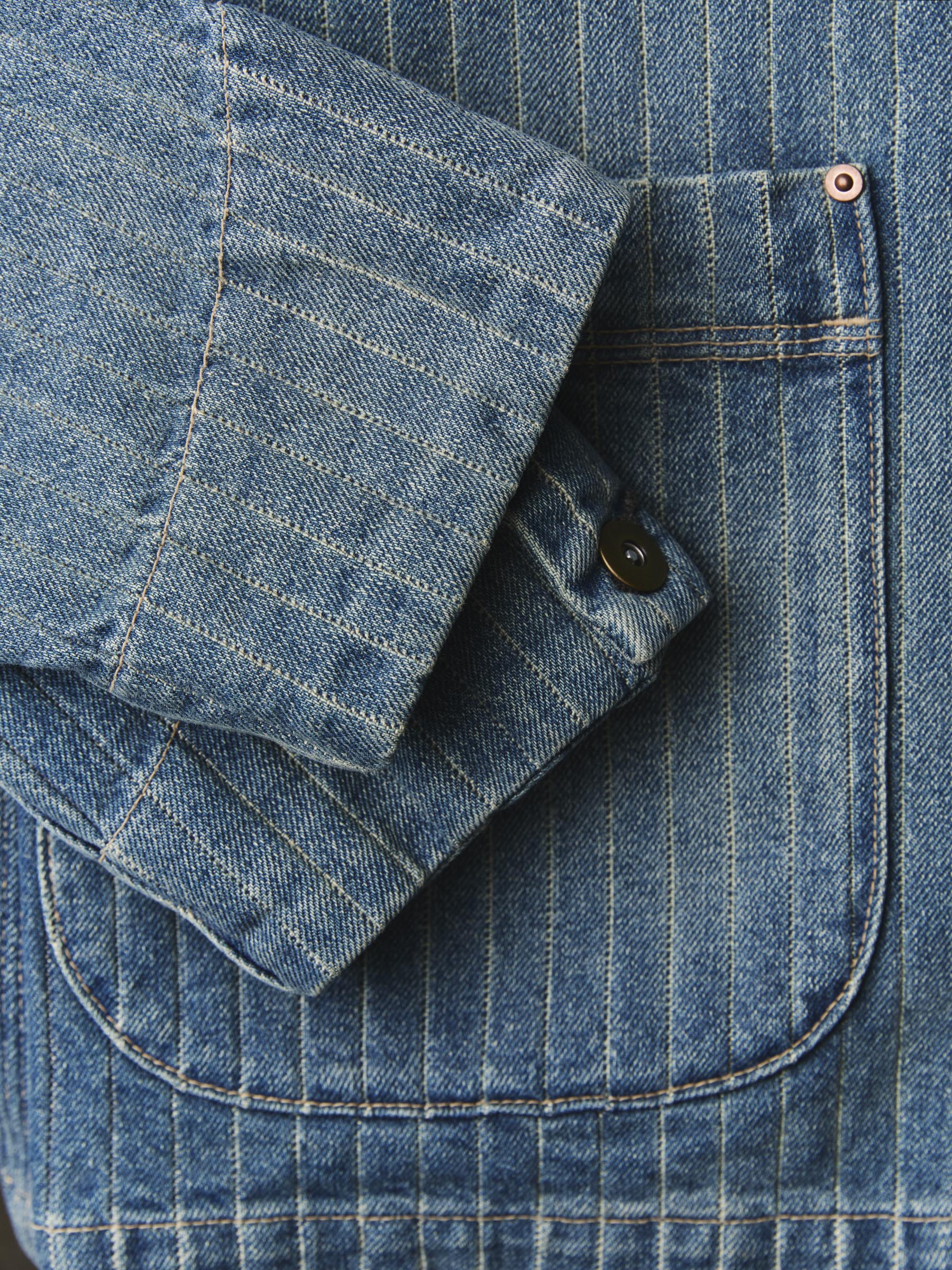 ranch jacket in washed indigo stripe - Image 10