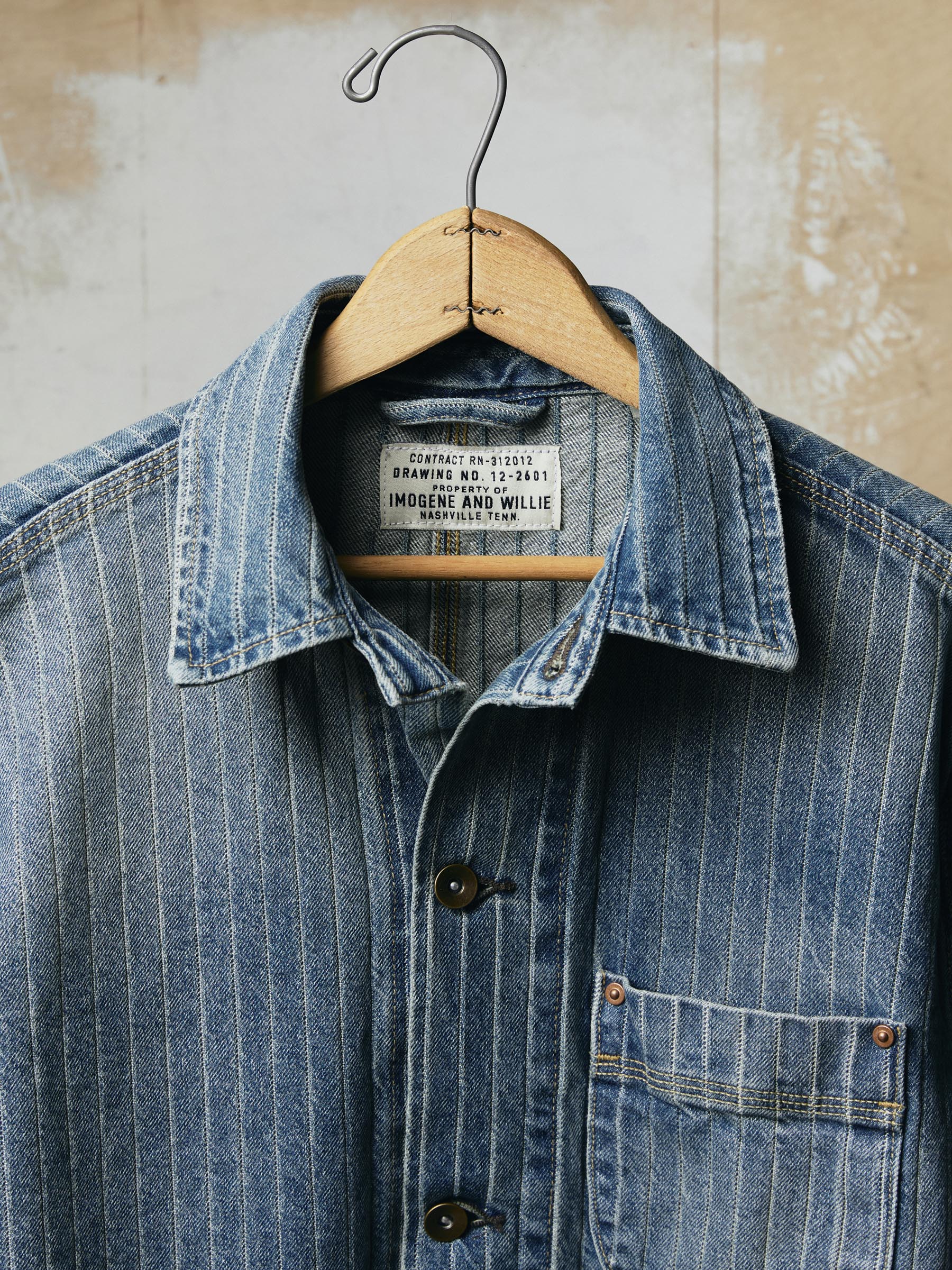 ranch jacket in washed indigo stripe - Image 2