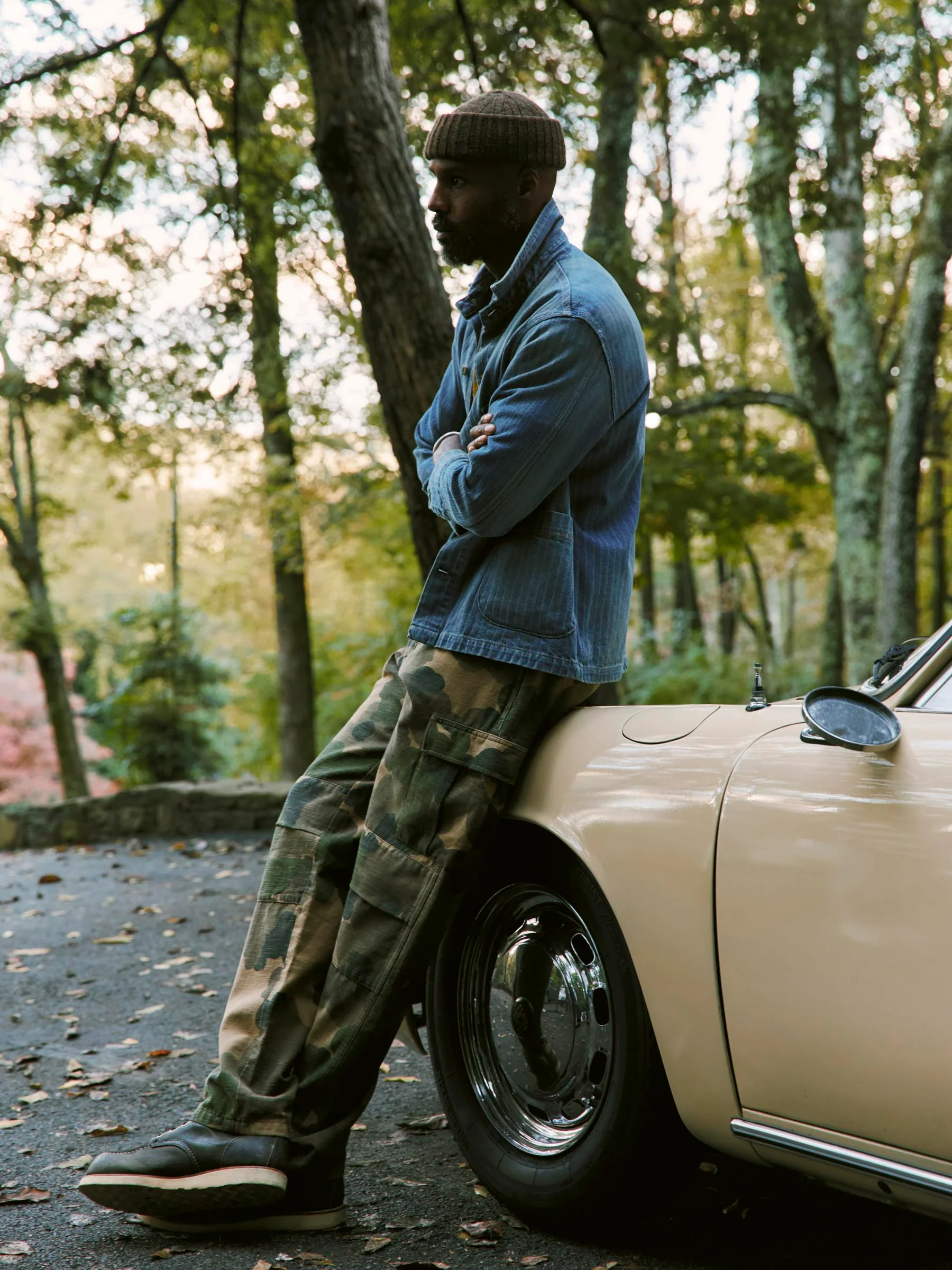 ranch jacket in washed indigo stripe - Image 8