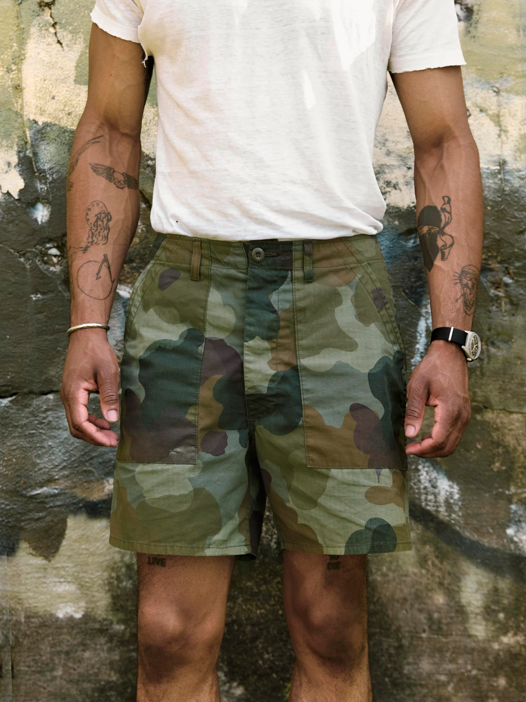 the ripstop fatigue short in painted camo