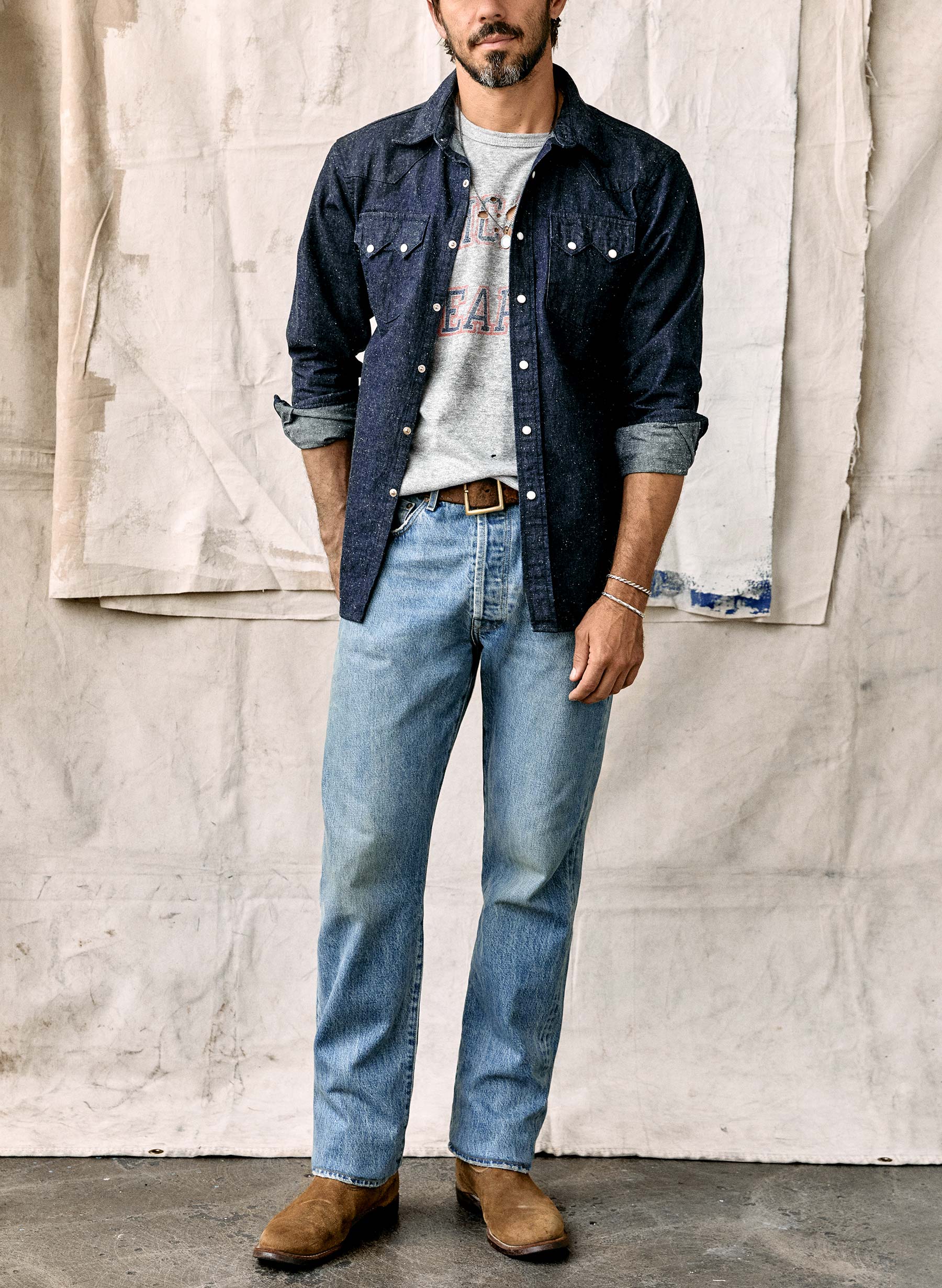 the sawtooth pearl snap in indigo nep - Image 4