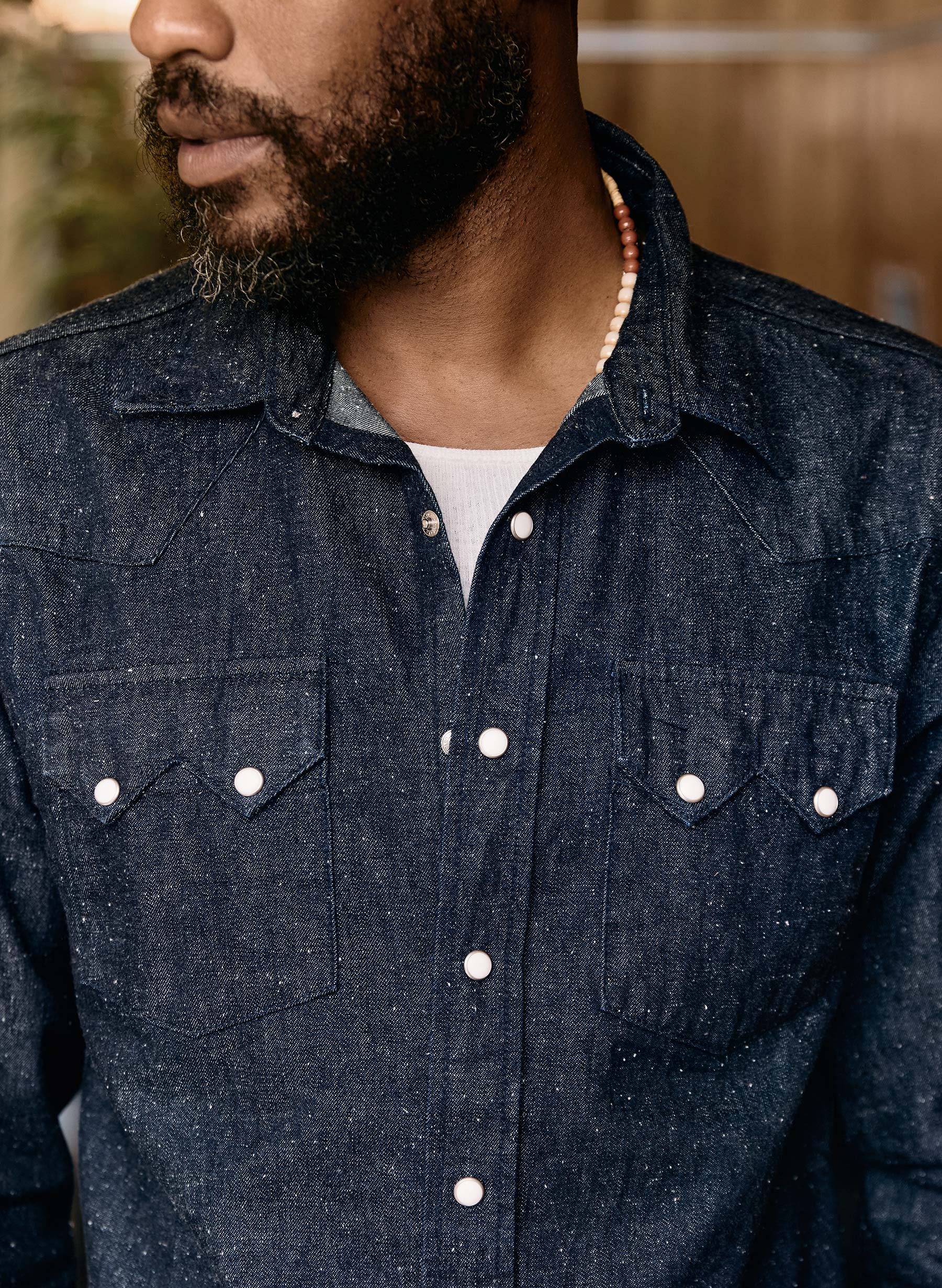 the sawtooth pearl snap in indigo nep - Image 6