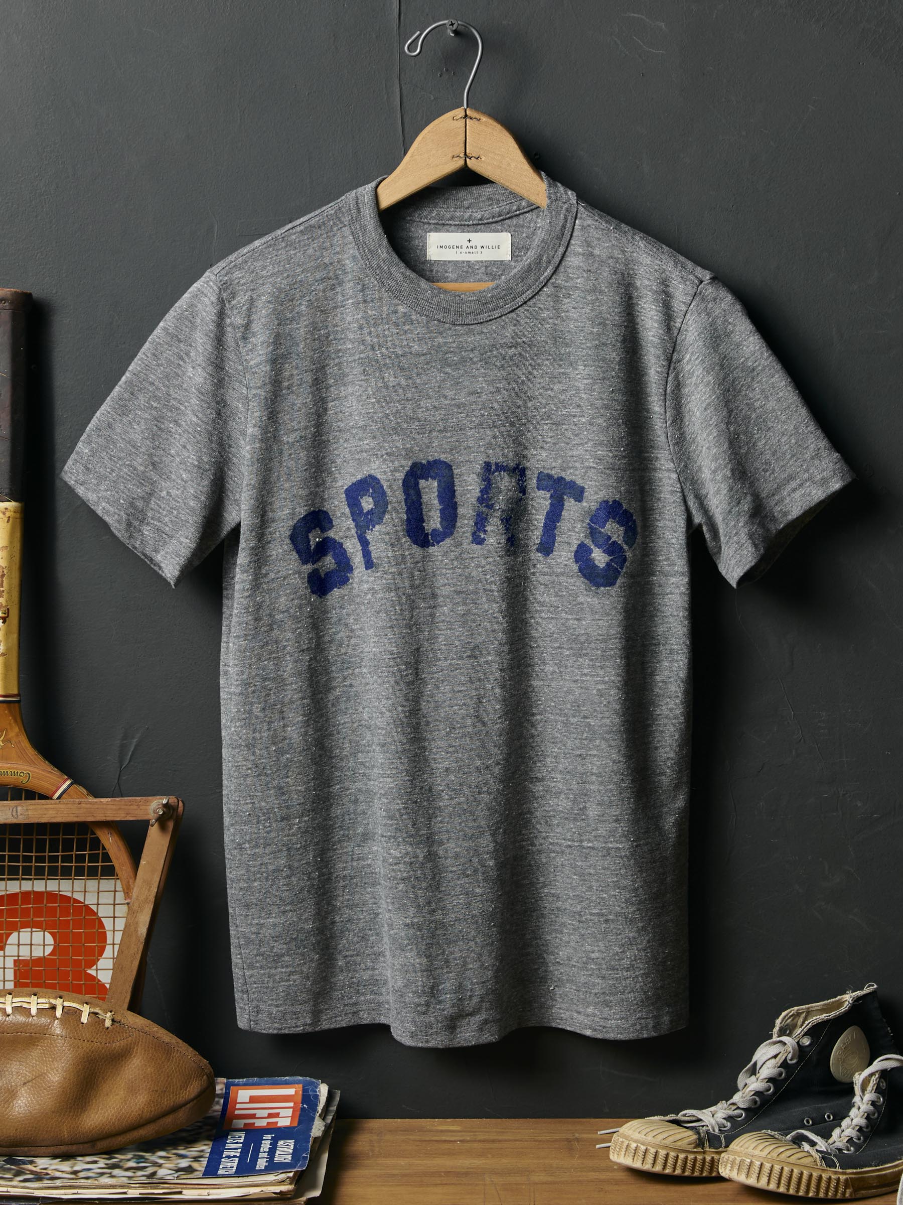 the "sports" tee in heather grey